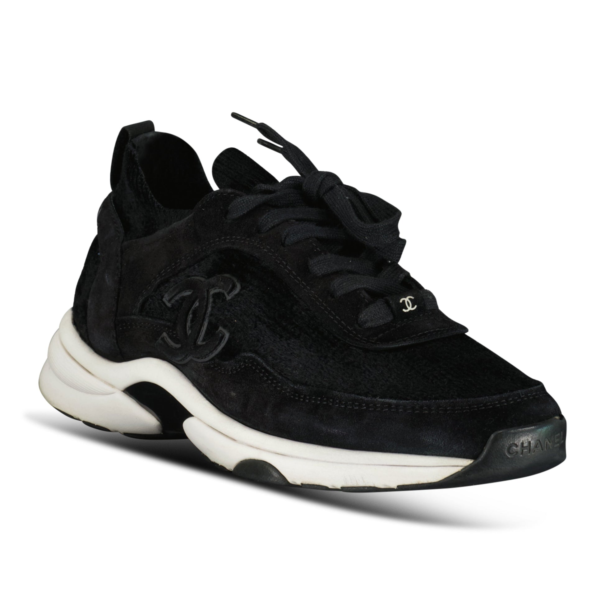 CHANEL BLACK SUEDE TRAINER - UK 7 (41) - Affluent ArchivesUsed HIGH END DESIGNER CLOTHING