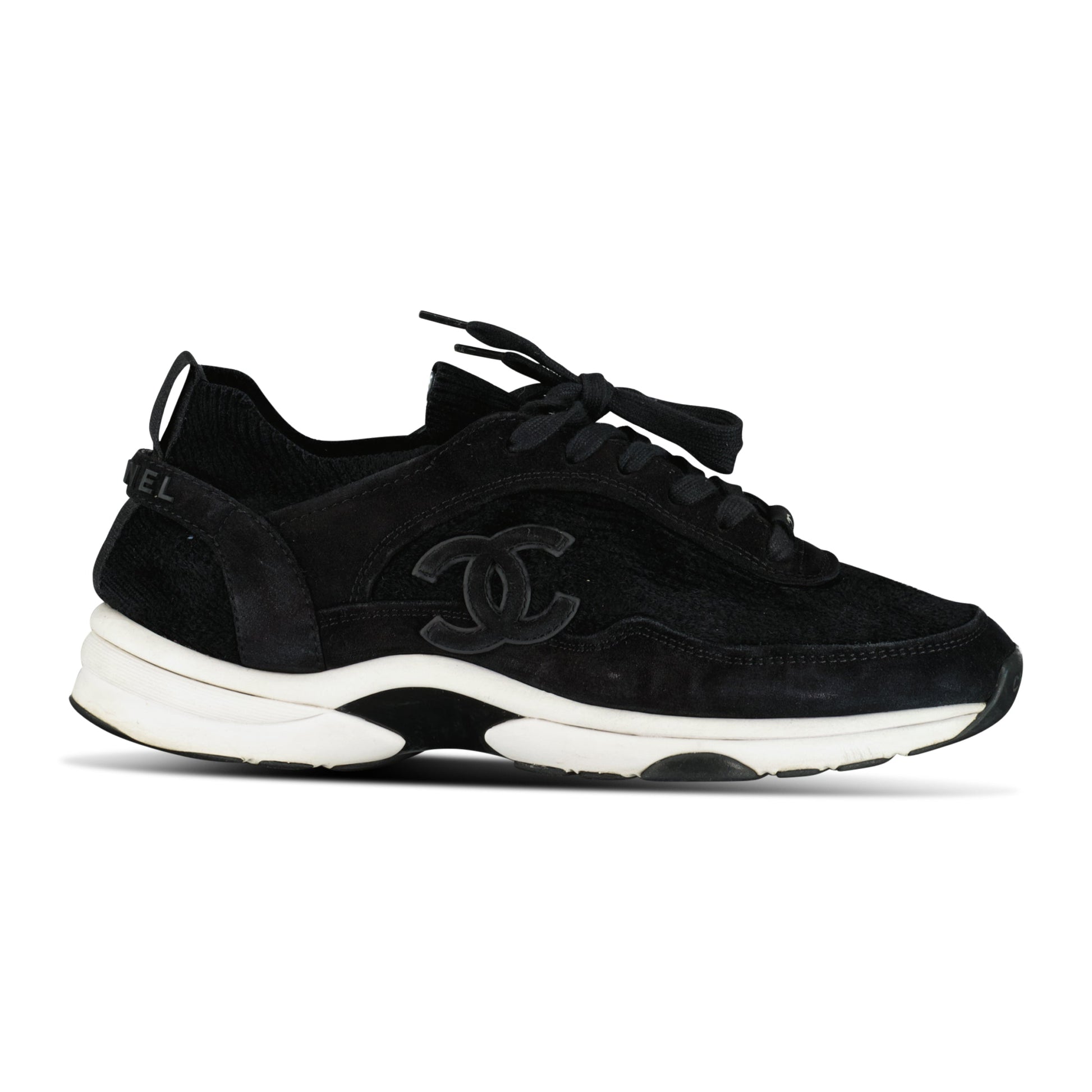 CHANEL BLACK SUEDE TRAINER - UK 7 (41) - Affluent ArchivesUsed HIGH END DESIGNER CLOTHING