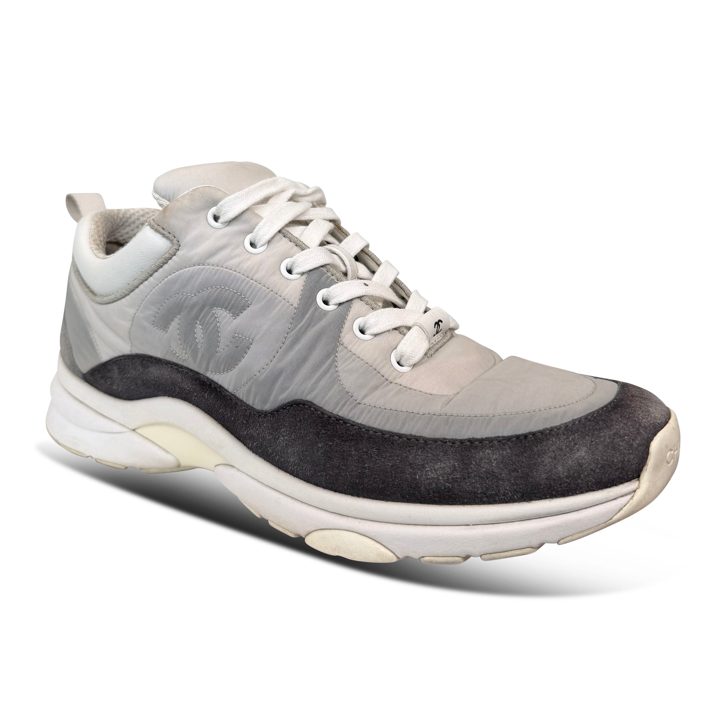 CHANEL TRAINERS GREY / BLUE - UK 5.5 (Fits 6) | PRE OWNED - Affluent ArchivesUsed HIGH END DESIGNER CLOTHING