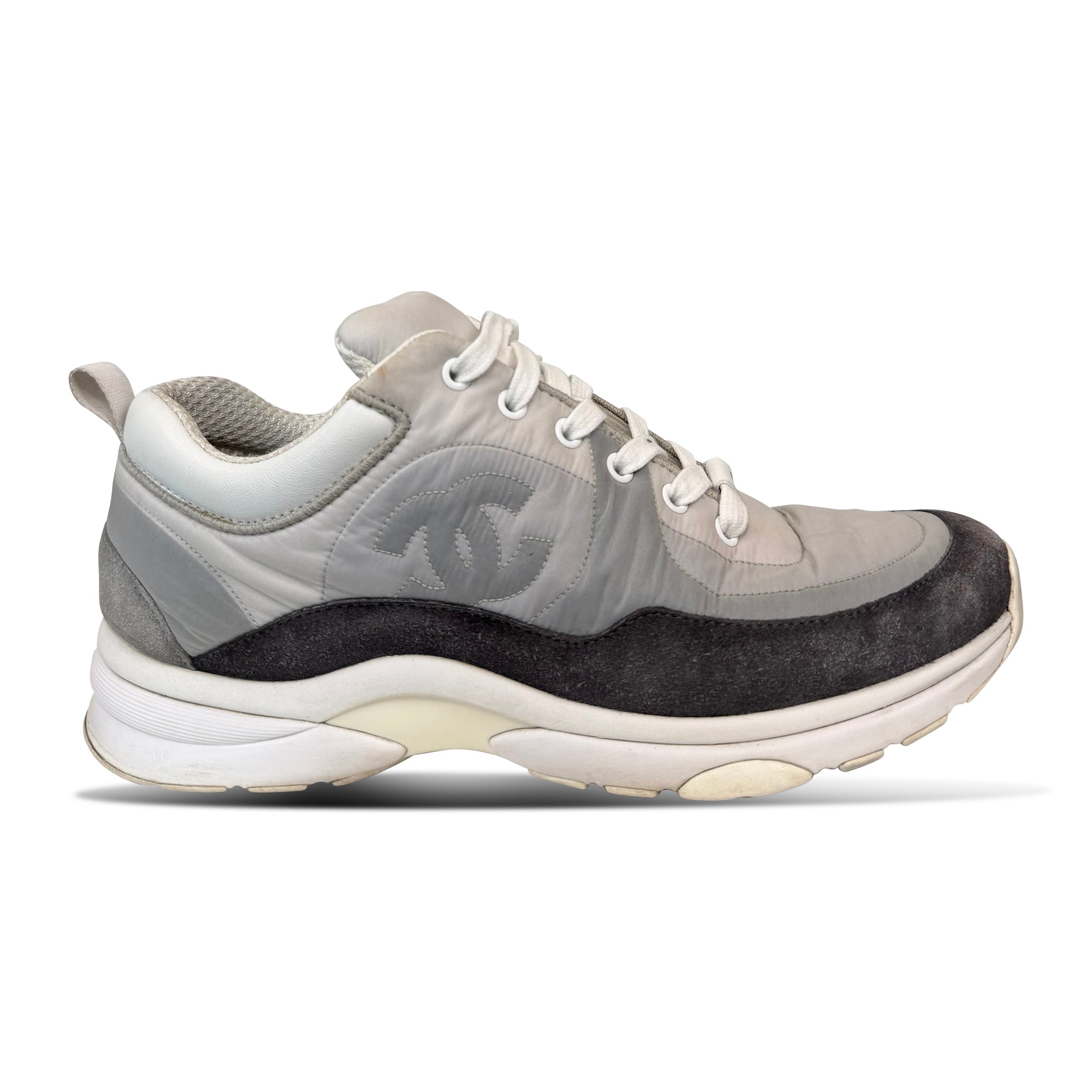 CHANEL TRAINERS GREY / BLUE - UK 5.5 (Fits 6) | PRE OWNED - Affluent ArchivesUsed HIGH END DESIGNER CLOTHING