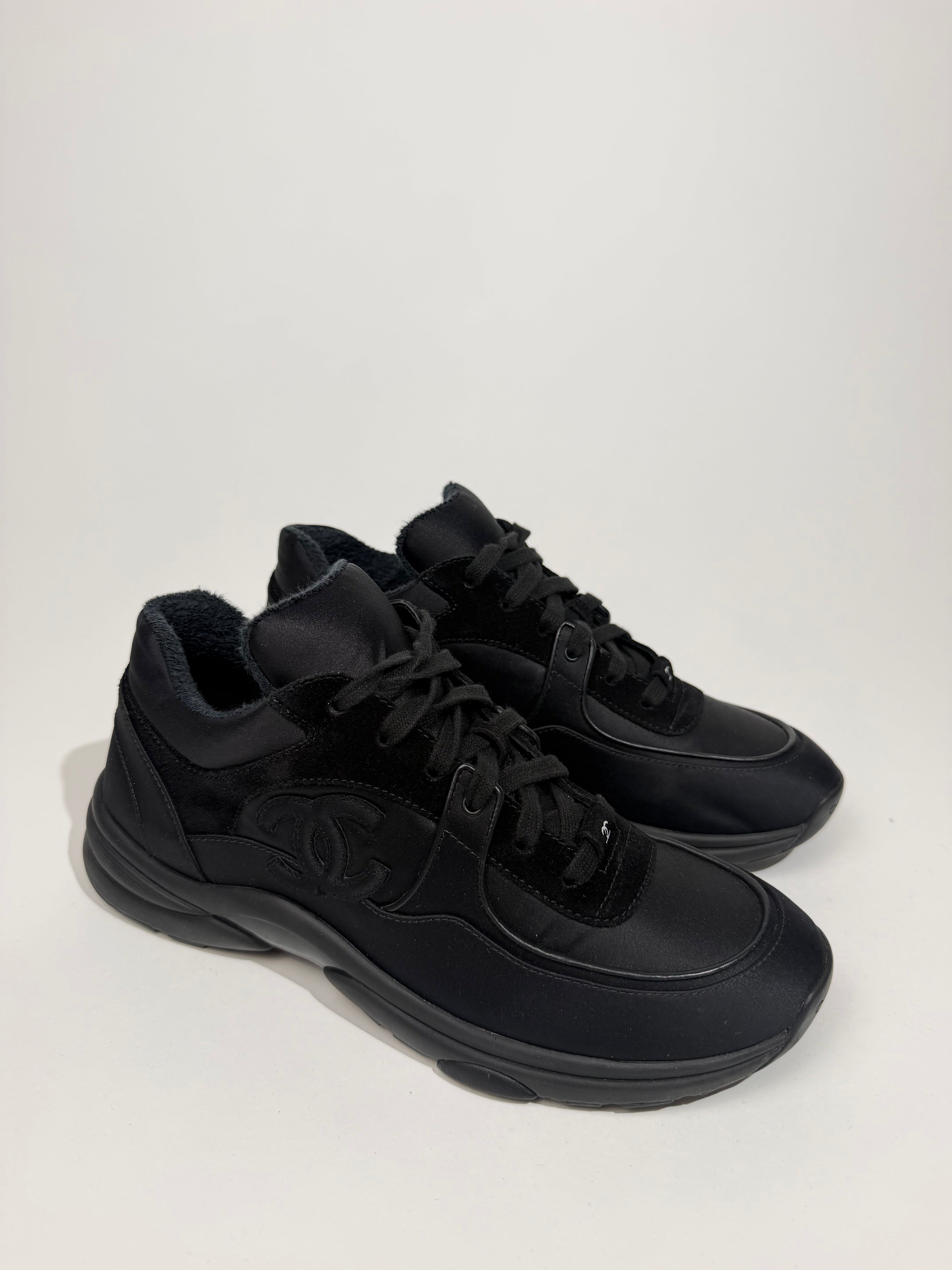 CHANEL TRIPLE BLACK TRAINERS - UK 8 (42) | PRE OWNED - Affluent ArchivesUsed HIGH END DESIGNER CLOTHING