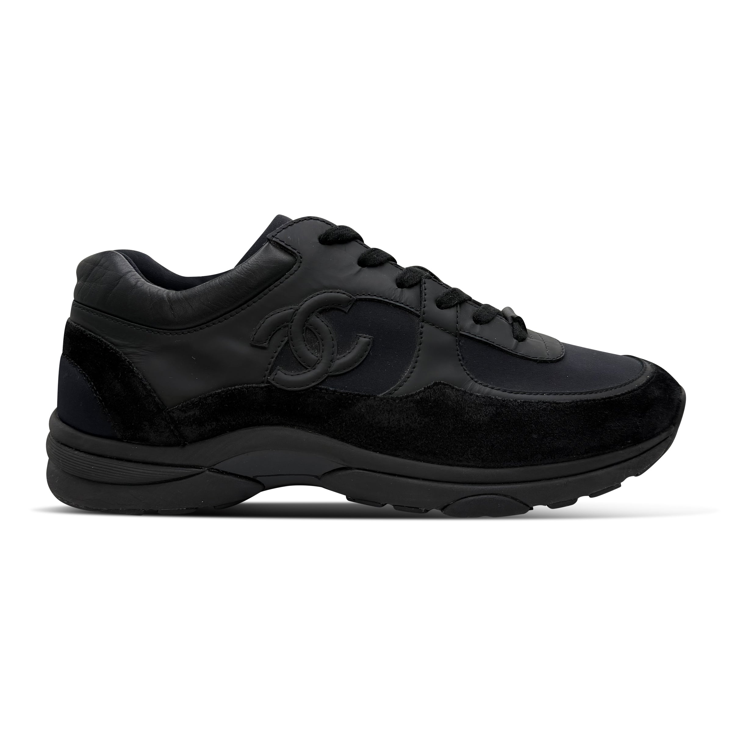 CHANEL TRIPLE BLACK TRAINERS - UK 9 (43) - Affluent ArchivesUsed HIGH END DESIGNER CLOTHING