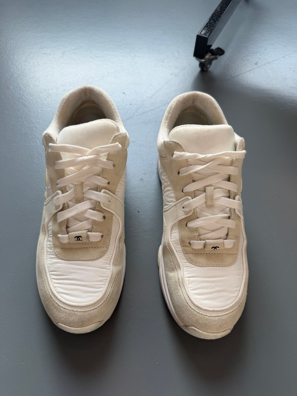 CHANEL TRIPLE WHITE / BEIGE TRAINER - UK 6 (40) | PRE OWNED - Affluent ArchivesUsed HIGH END DESIGNER CLOTHING