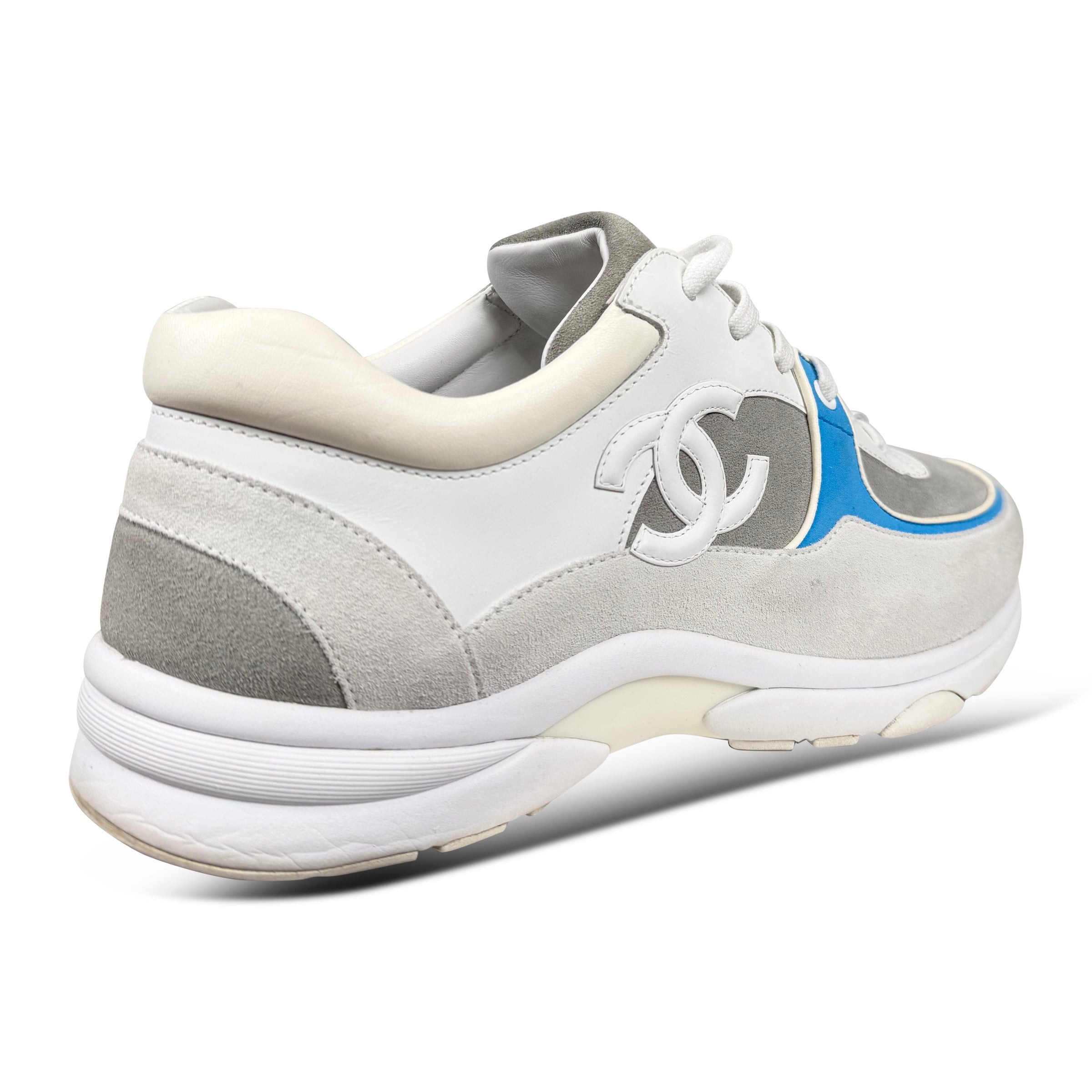 CHANEL WHITE CC TRAINER BEIGE / BLUE - UK 8 (42) - Affluent ArchivesUsed HIGH END DESIGNER CLOTHING