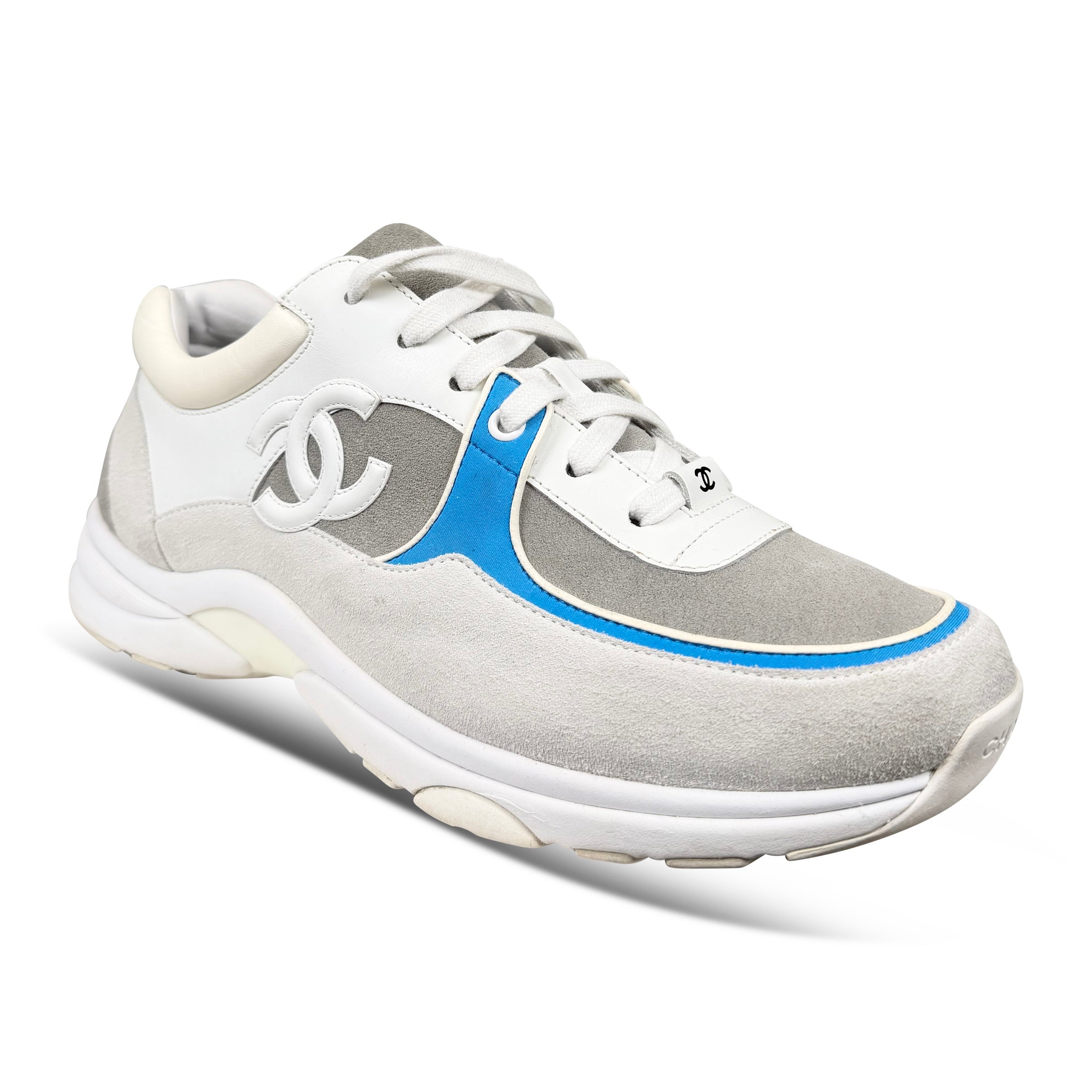 CHANEL WHITE CC TRAINER BEIGE / BLUE - UK 8 (42) - Affluent ArchivesUsed HIGH END DESIGNER CLOTHING