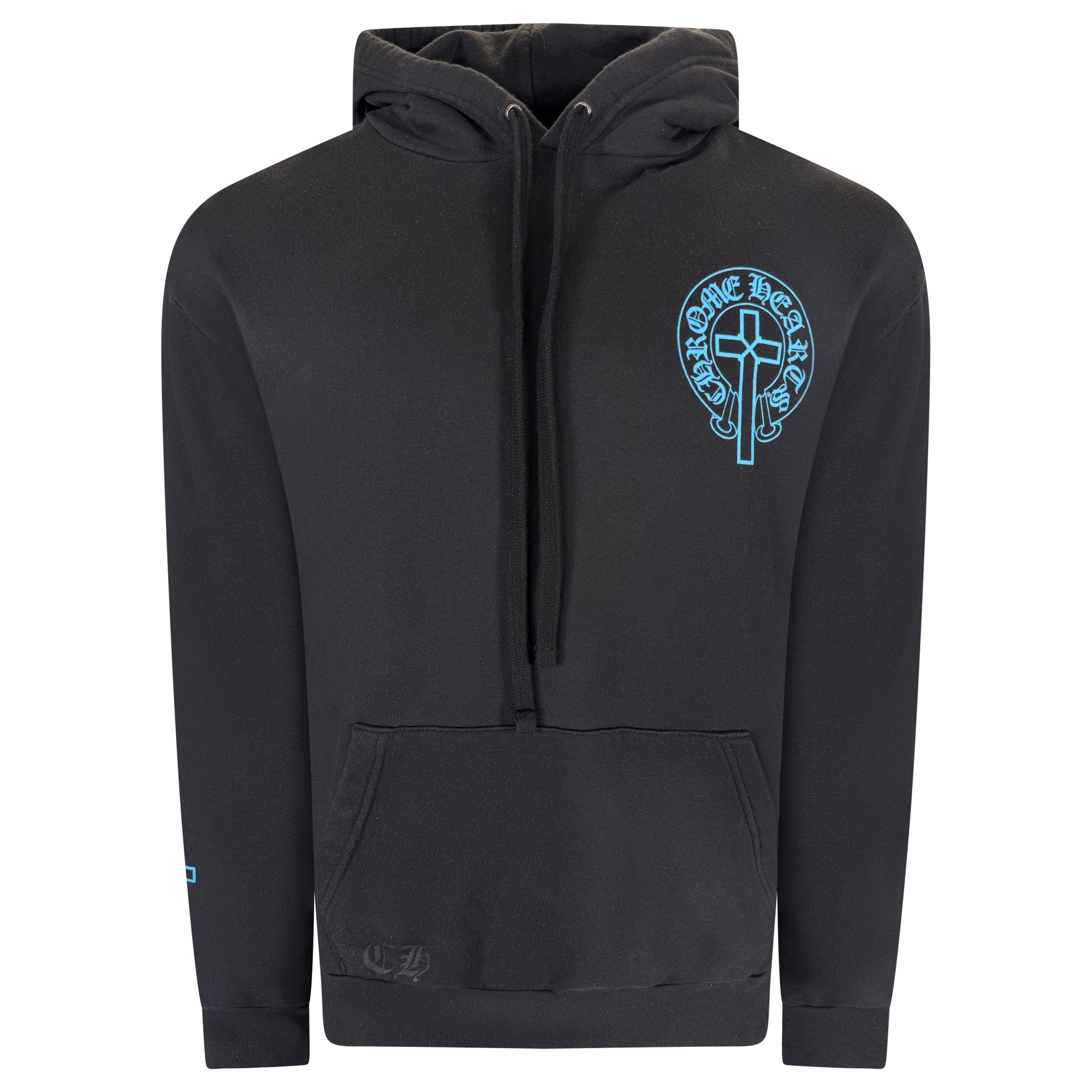 CHROME HEARTS BLACK / BLUE SHOE HOODIE - LARGE | PRE OWNED - Affluent ArchivesUsed HIGH END DESIGNER CLOTHING
