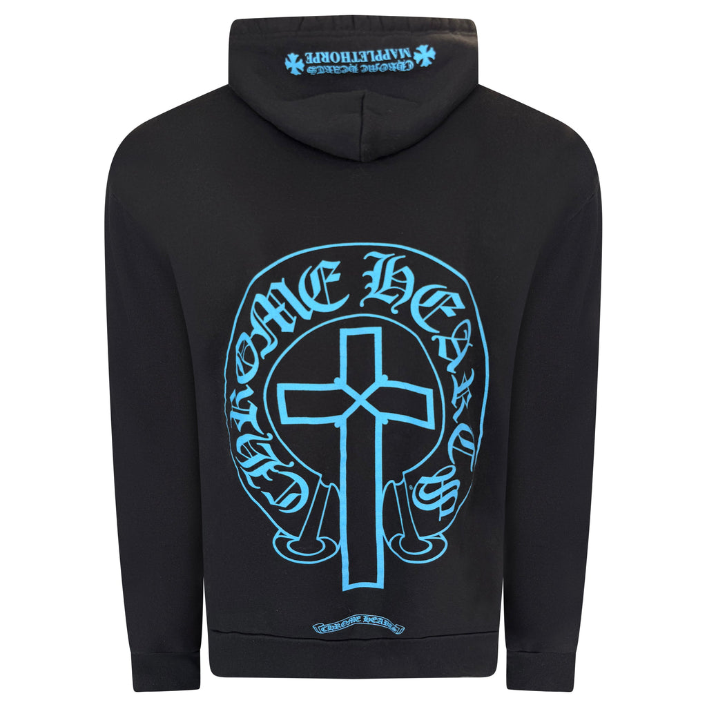 CHROME HEARTS BLACK / BLUE SHOE HOODIE - LARGE | PRE OWNED - Affluent ArchivesUsed HIGH END DESIGNER CLOTHING