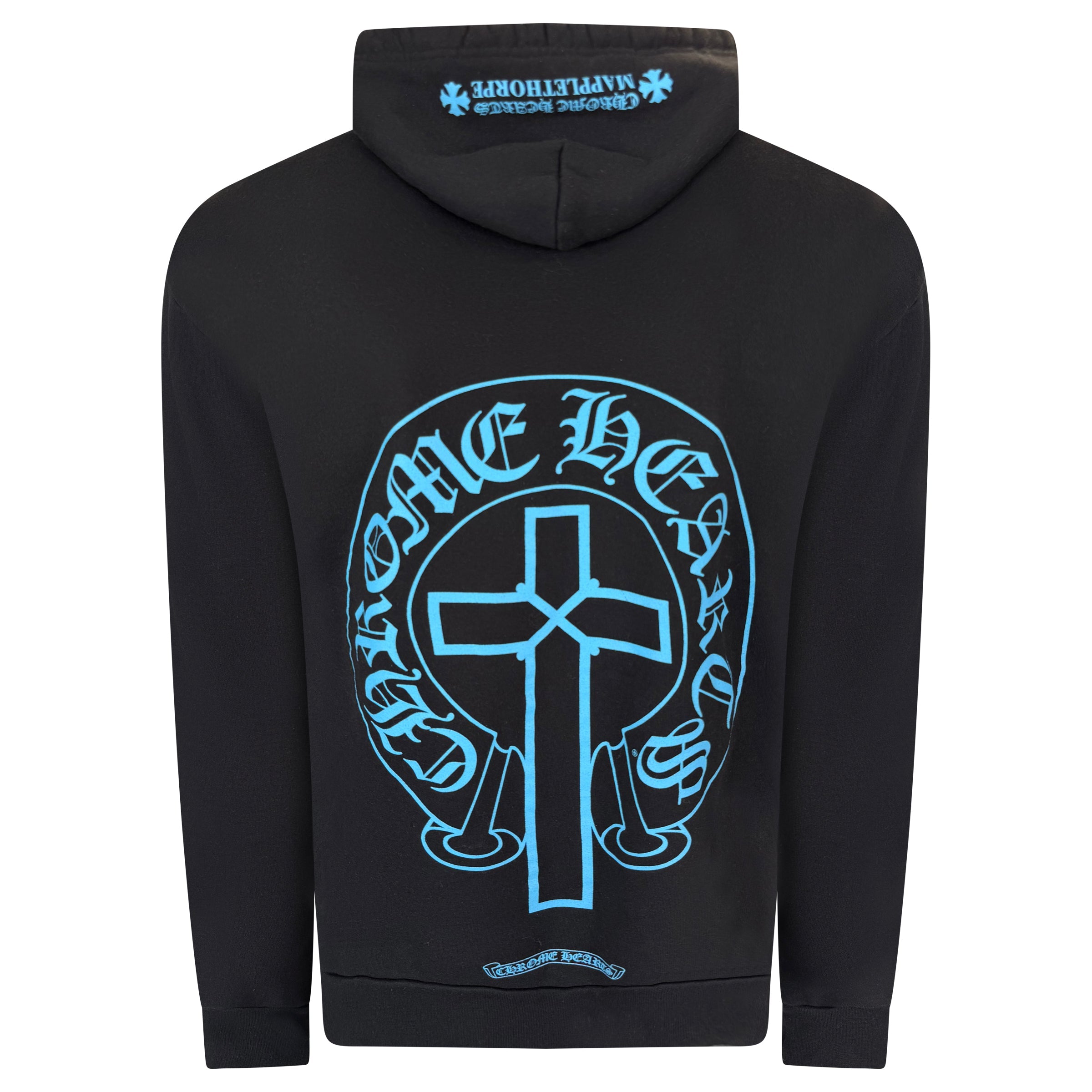 CHROME HEARTS BLACK / BLUE SHOE HOODIE - LARGE | PRE OWNED - Affluent ArchivesUsed HIGH END DESIGNER CLOTHING