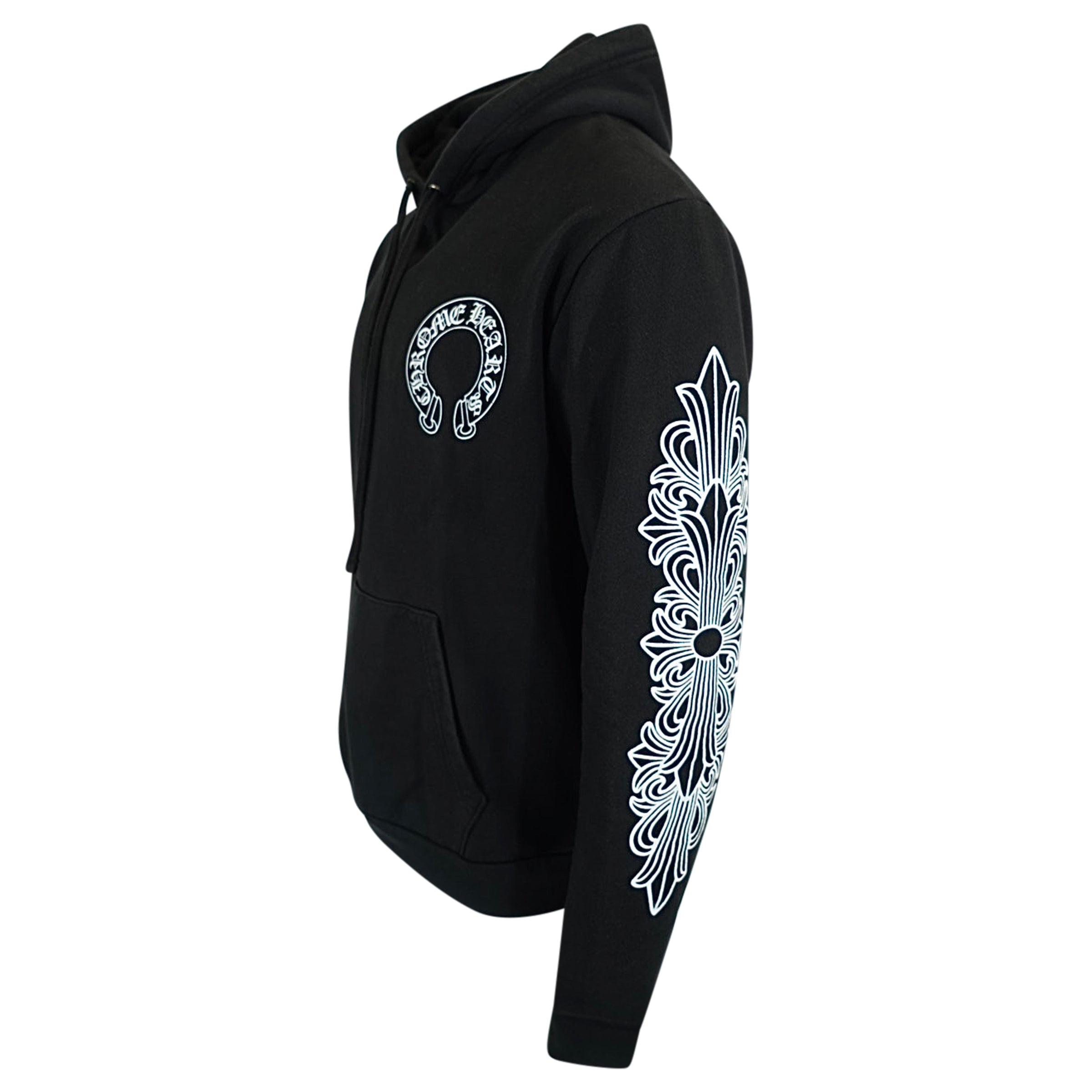 CHROME HEARTS BLACK HORSESHOE HOODIE - MEDIUM (Fits Large) | PRE OWNED - Affluent ArchivesUsed HIGH END DESIGNER CLOTHING