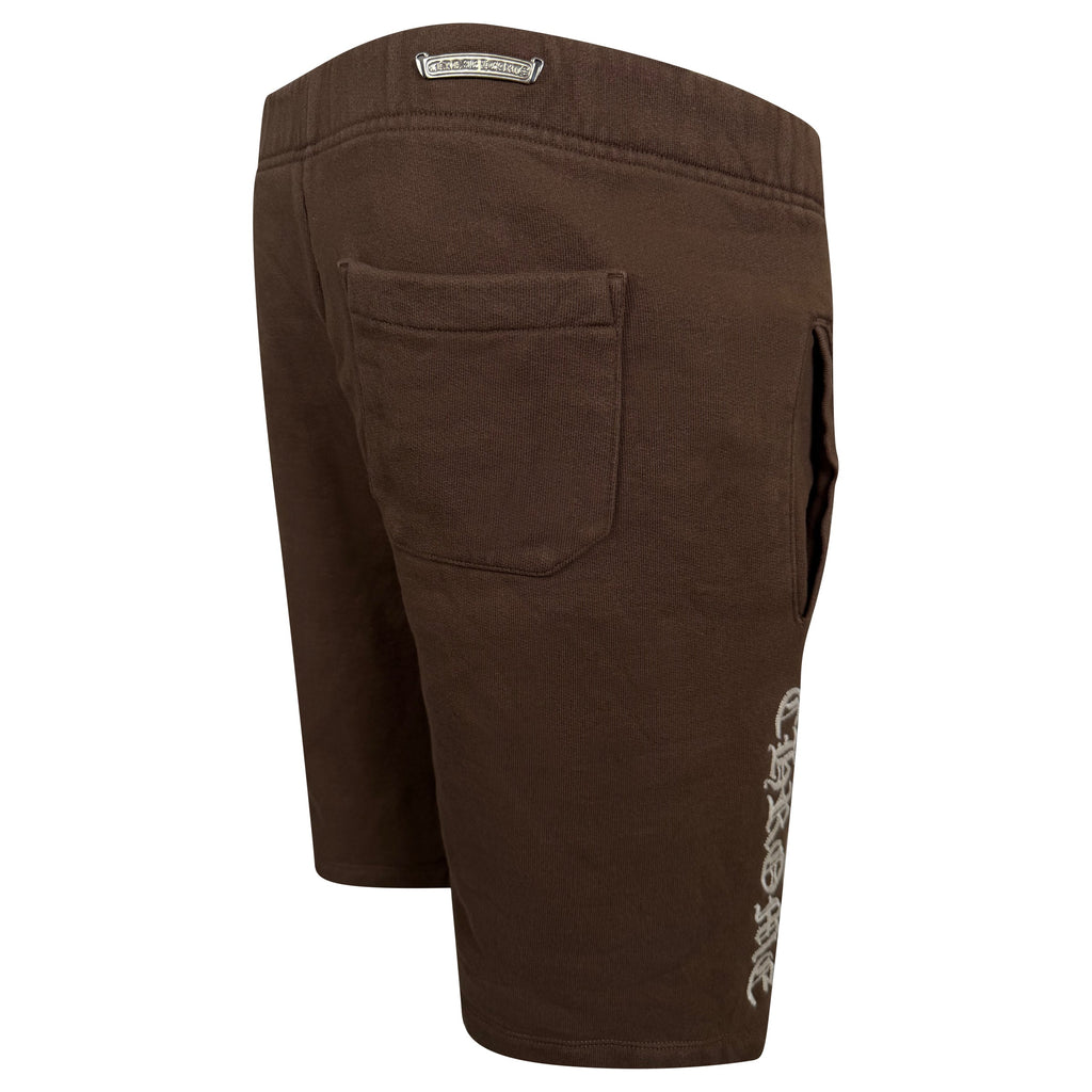 CHROME HEARTS BROWN LOGO SHORTS - LARGE - Affluent ArchivesUsed HIGH END DESIGNER CLOTHING