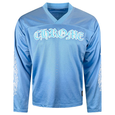 CHROME HEARTS LIGHT BLUE LONG SLEEVED JERSEY - MEDIUM | PRE OWNED - Affluent ArchivesUsed HIGH END DESIGNER CLOTHING