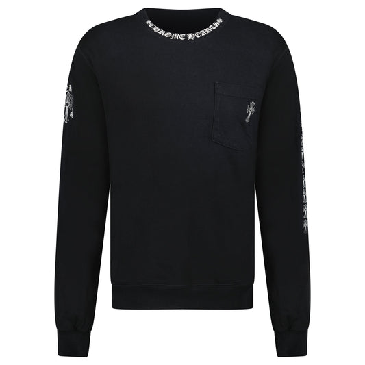 CHROME HEARTS LONG SLEEVED BLACK LOGO T SHIRT - LARGE - Affluent ArchivesUsed HIGH END DESIGNER CLOTHING
