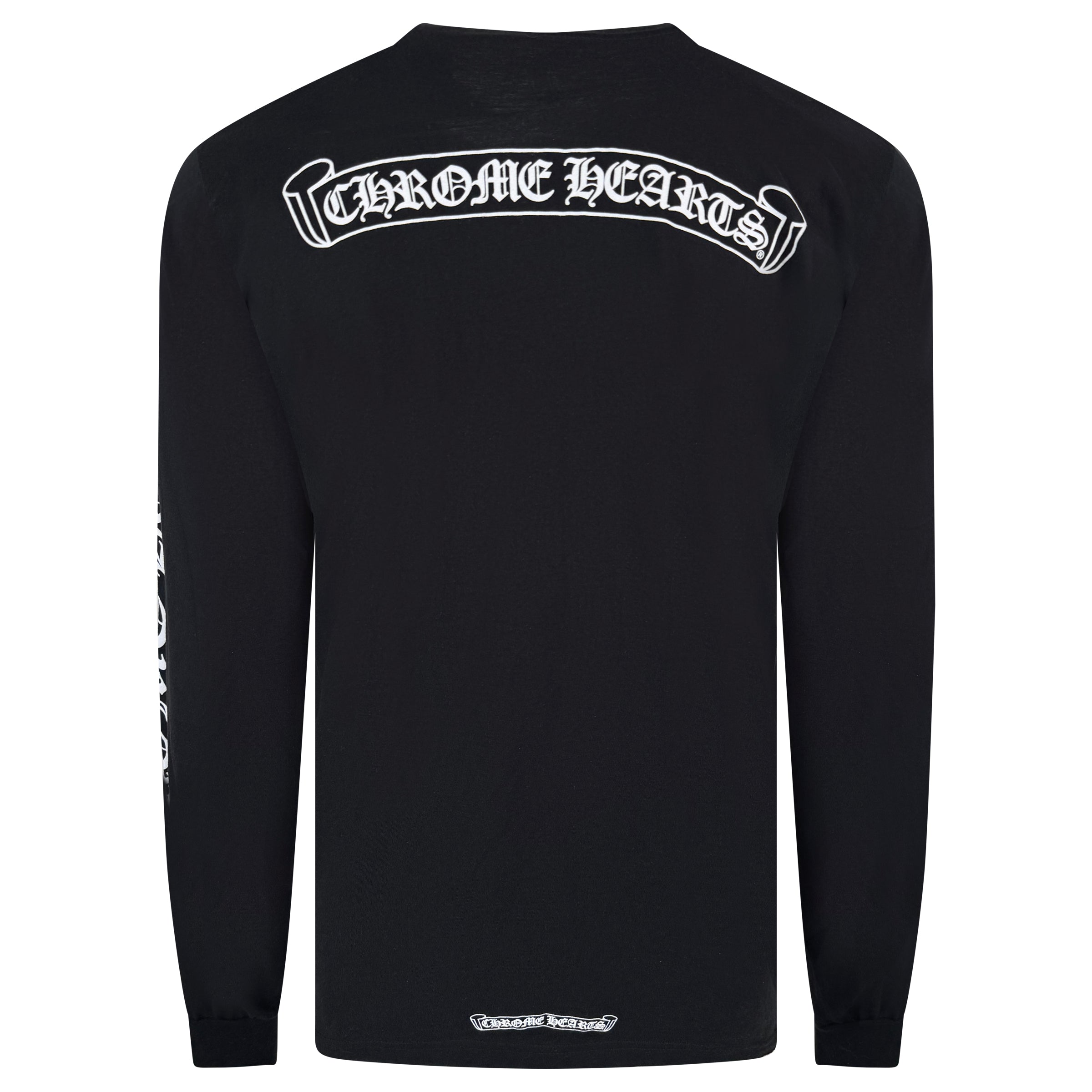 CHROME HEARTS LONG SLEEVED BLACK LOGO T SHIRT - XL - Affluent ArchivesUsed HIGH END DESIGNER CLOTHING