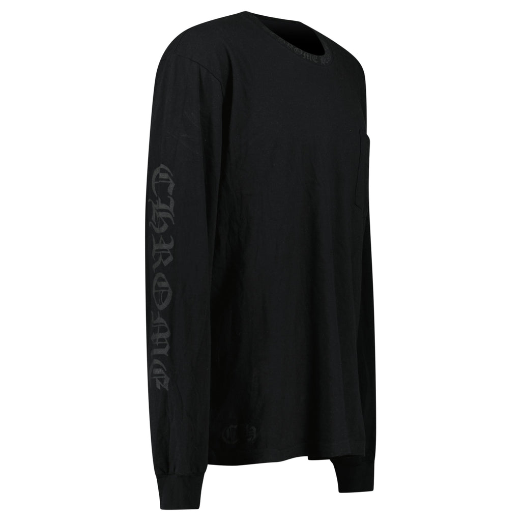 CHROME HEARTS LONG SLEEVED BLACK LOGO T SHIRT - XL - Affluent ArchivesUsed HIGH END DESIGNER CLOTHING