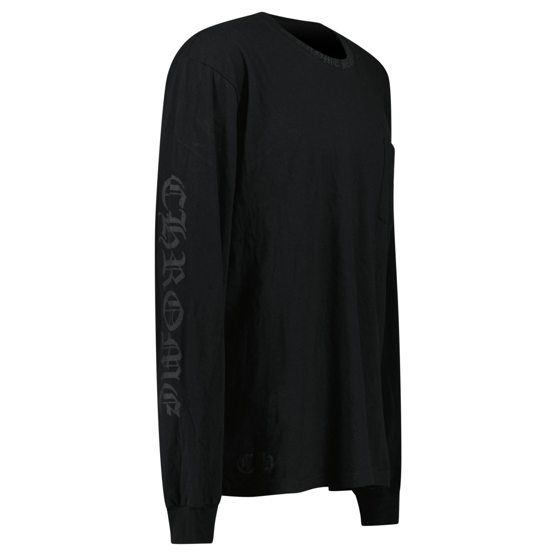 CHROME HEARTS LONG SLEEVED BLACK LOGO T SHIRT - XL - Affluent ArchivesUsed HIGH END DESIGNER CLOTHING