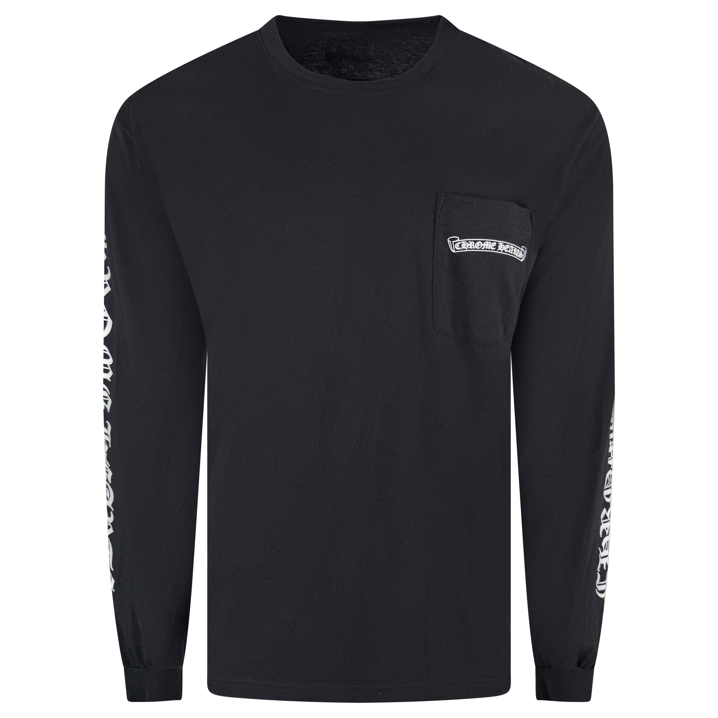 CHROME HEARTS LONG SLEEVED BLACK LOGO T SHIRT - XL - Affluent ArchivesUsed HIGH END DESIGNER CLOTHING