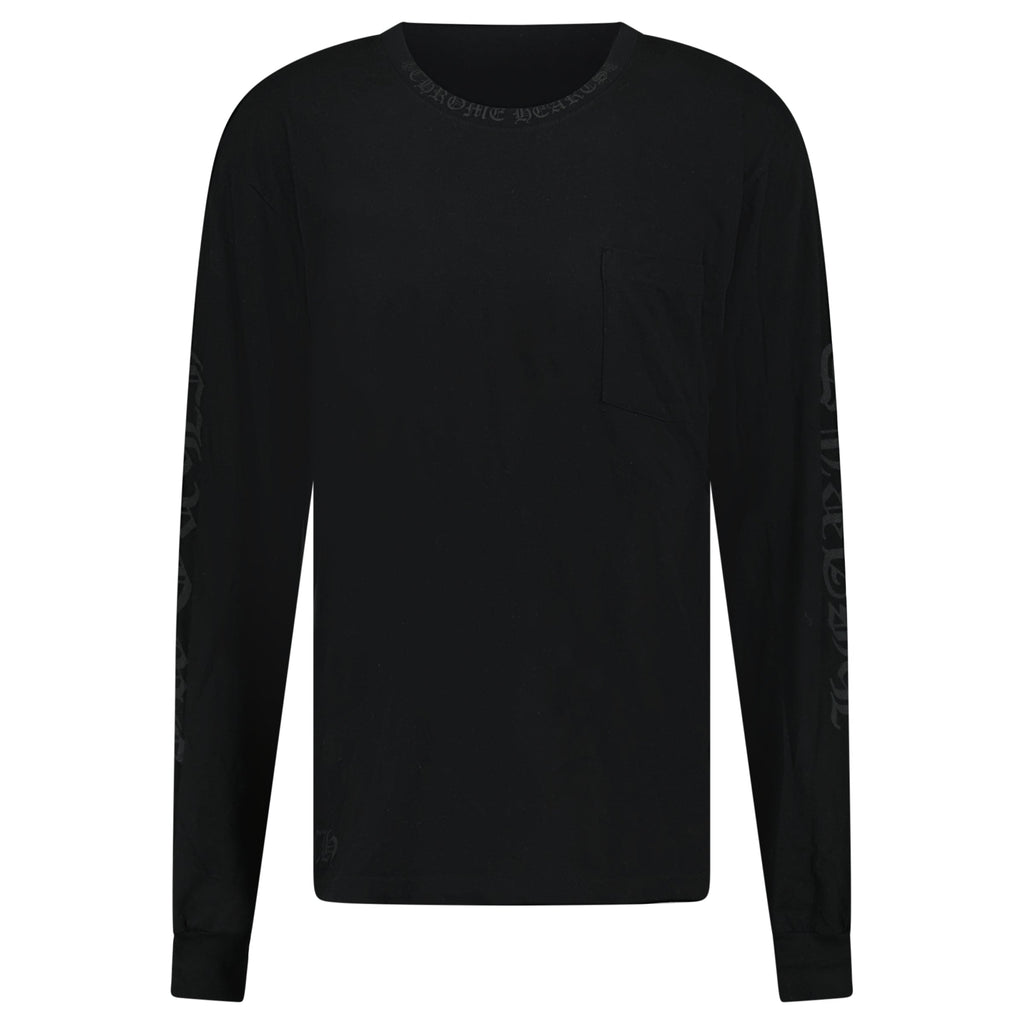 CHROME HEARTS LONG SLEEVED BLACK LOGO T SHIRT - XL - Affluent ArchivesUsed HIGH END DESIGNER CLOTHING