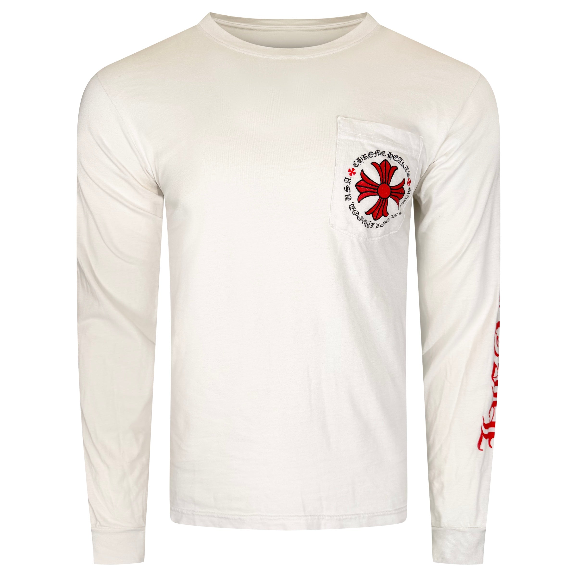 CHROME HEARTS LONG SLEEVED WHITE T SHIRT - MEDIUM | PRE OWNED - Affluent ArchivesUsed HIGH END DESIGNER CLOTHING