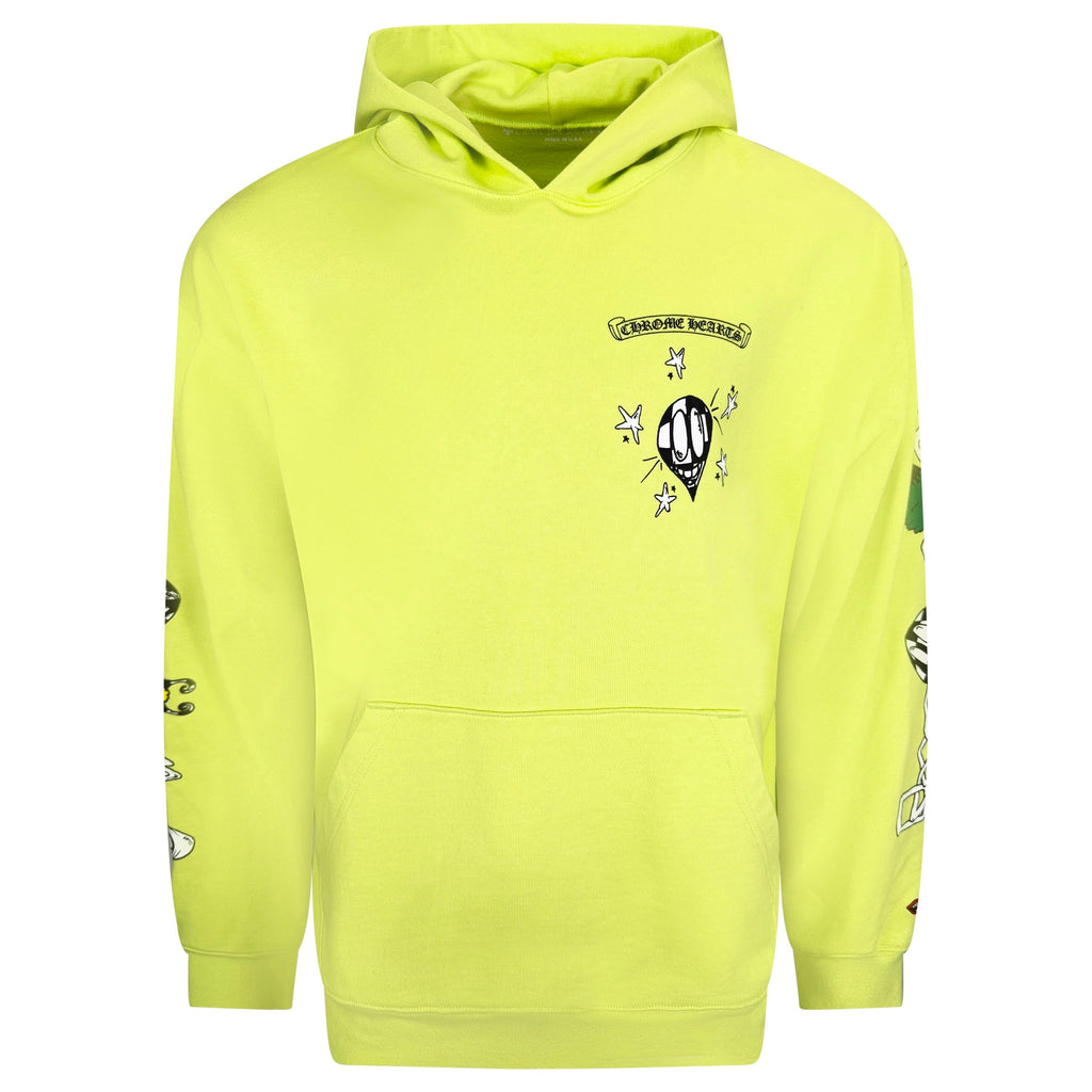 CHROME HEARTS MATTY BOY LIME GREEN HOODIE - XXL (Fits XL) - Affluent ArchivesUsed HIGH END DESIGNER CLOTHING