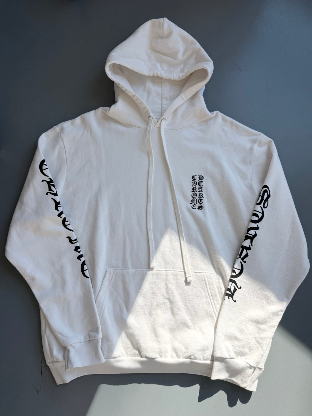 CHROME HEARTS WHITE / BLACK LOGO HOODIE - LARGE (Fits XL) | NEW - Affluent ArchivesUsed HIGH END DESIGNER CLOTHING