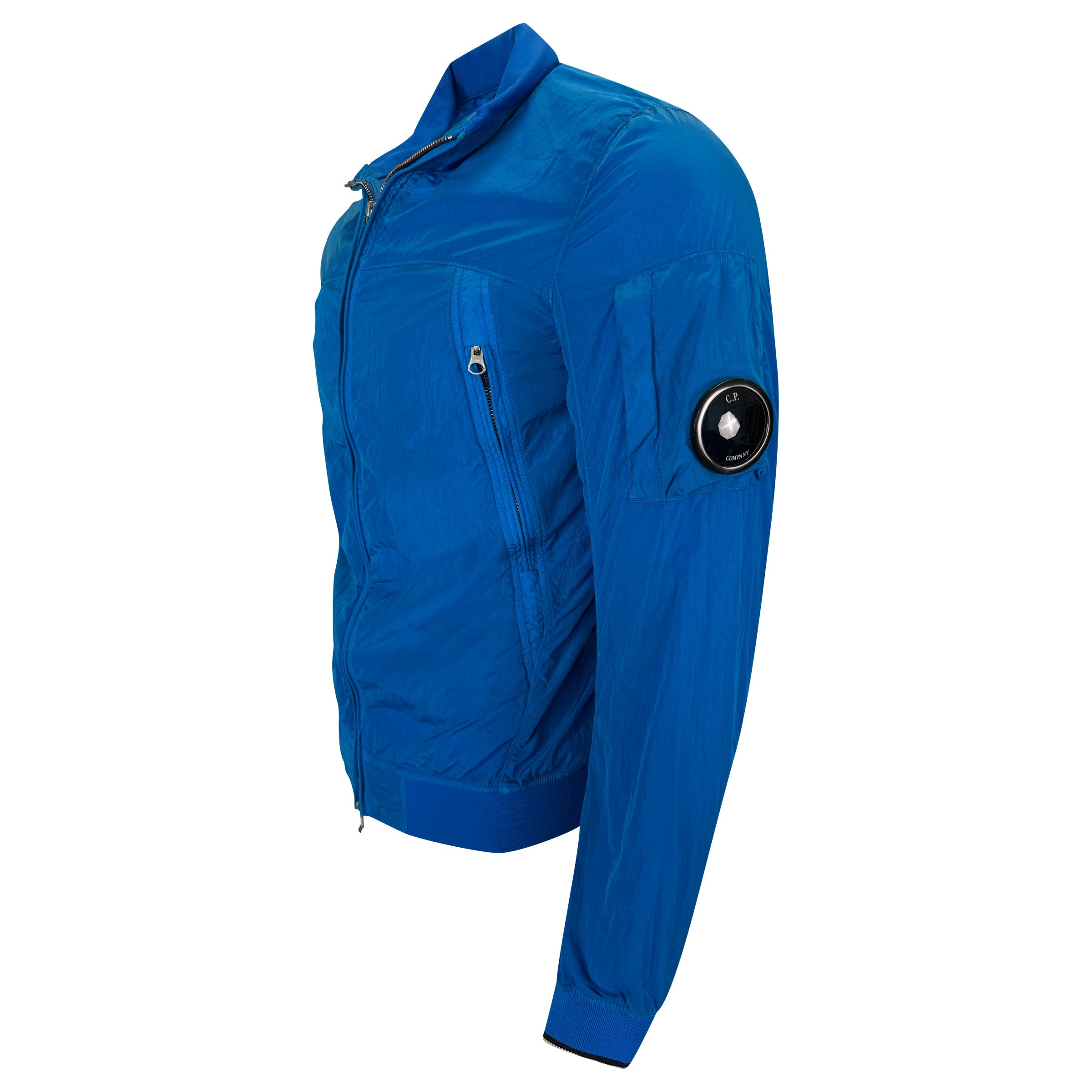 C.P COMPANY BLUE CRINKLE NYLON JACKET - LARGE (Fits Medium) | PRE OWNED - Affluent ArchivesUsed HIGH END DESIGNER CLOTHING