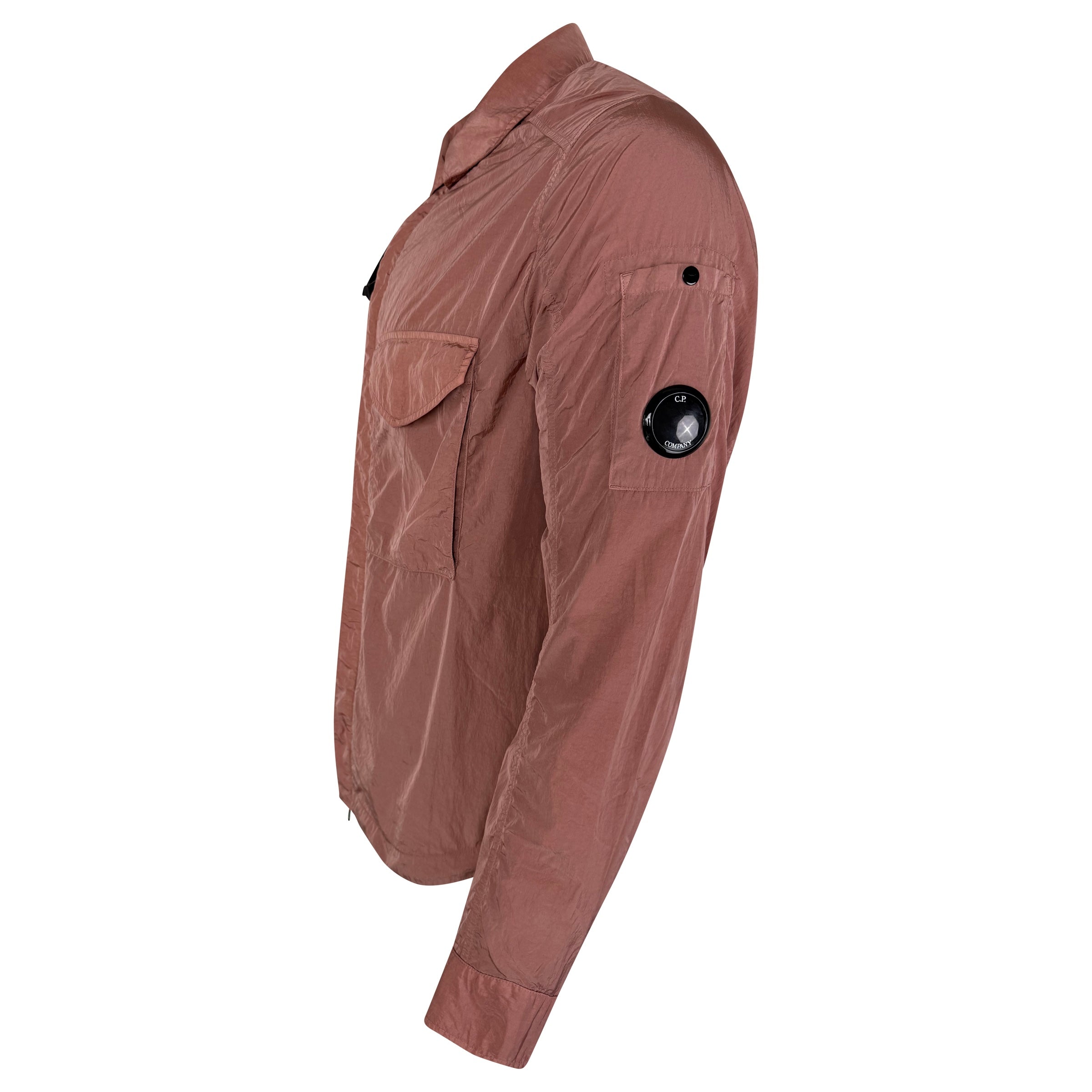 C.P COMPANY ROSE PINK CRINKLED OVERSHIRT - MEDIUM - Affluent ArchivesUsed HIGH END DESIGNER CLOTHING