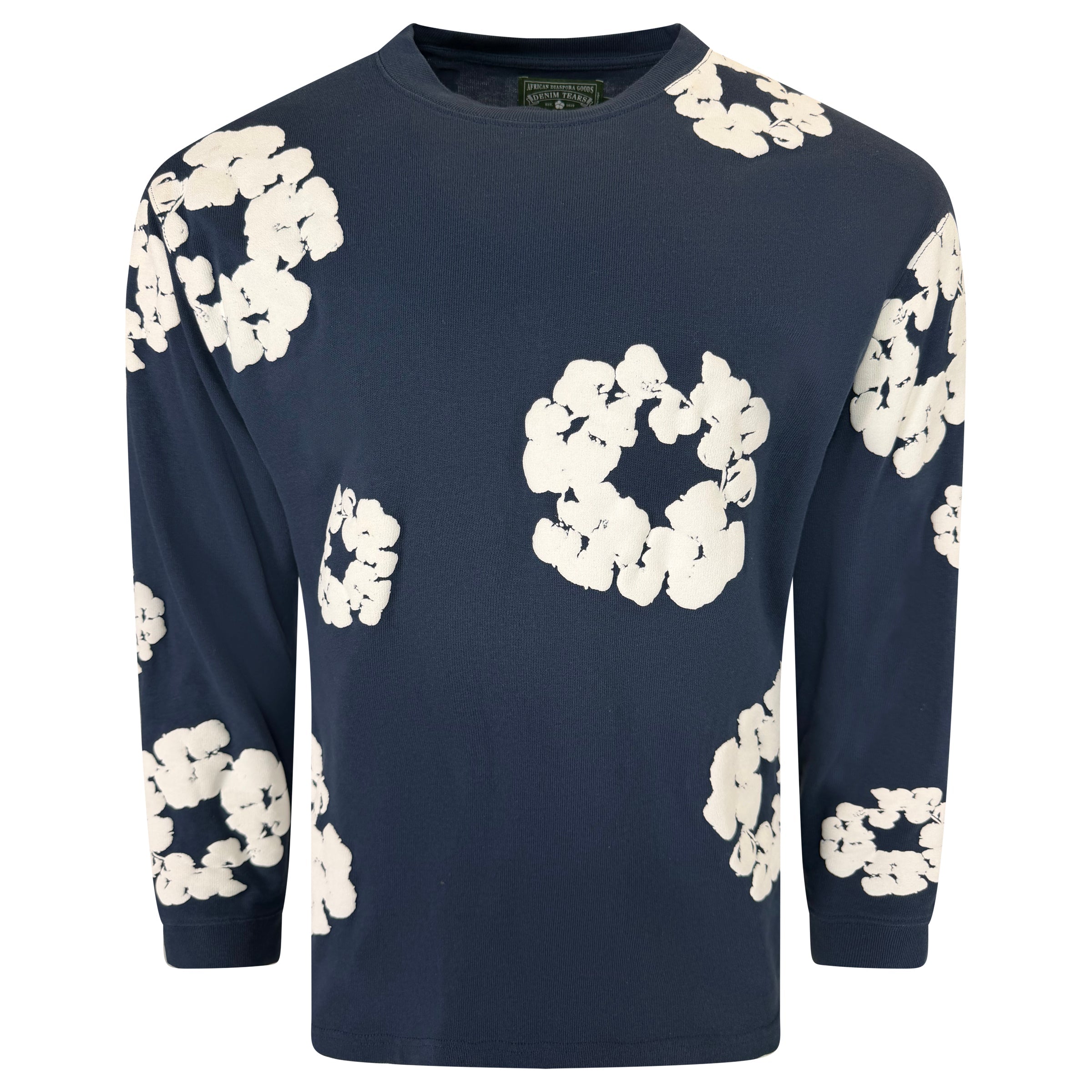 DENIM TEARS NAVY SWEATSHIRT - LARGE - Affluent ArchivesUsed HIGH END DESIGNER CLOTHING