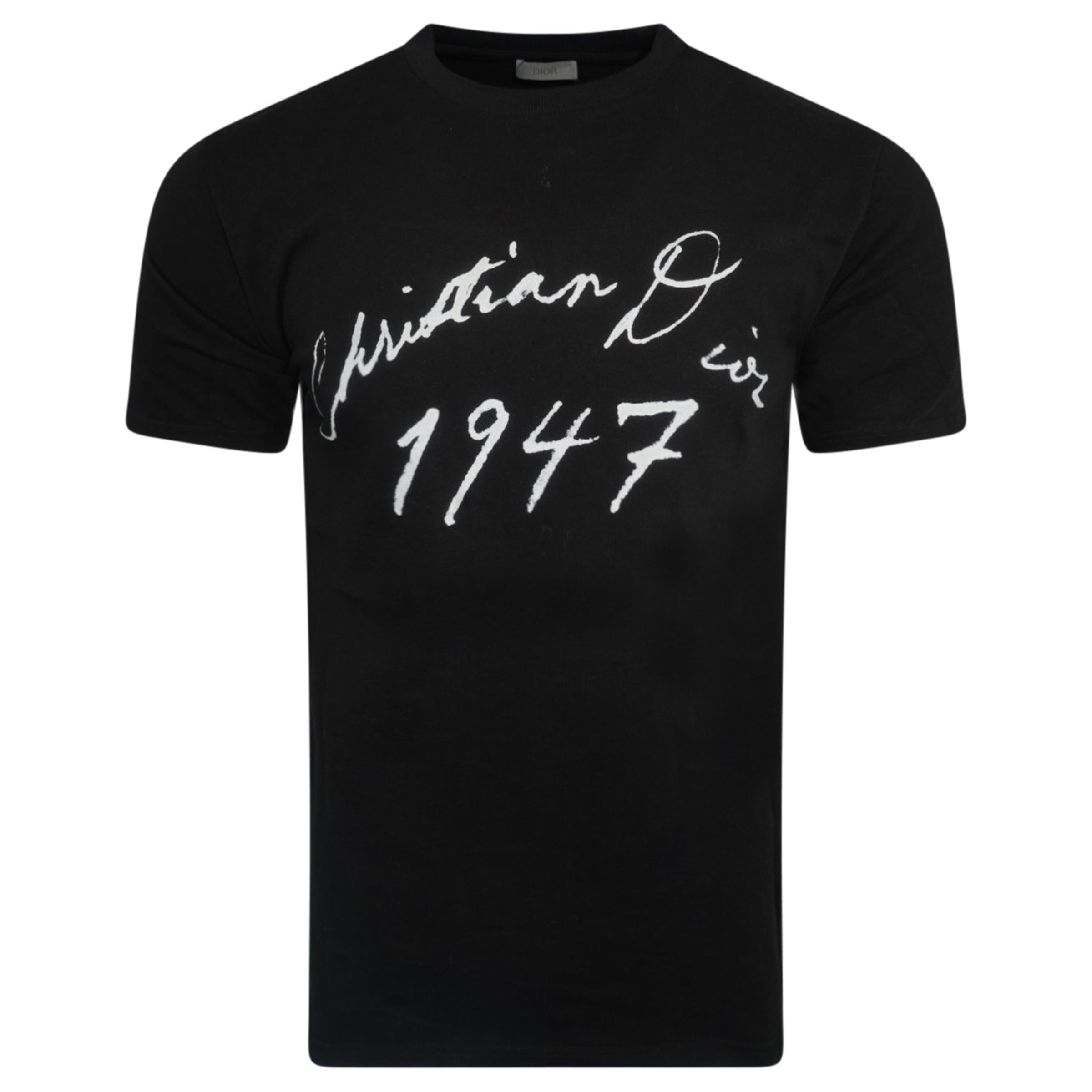 DIOR BLACK 1947 LOGO T SHIRT - SMALL (Fits Medium) | PRE OWNED - Affluent ArchivesUsed HIGH END DESIGNER CLOTHING