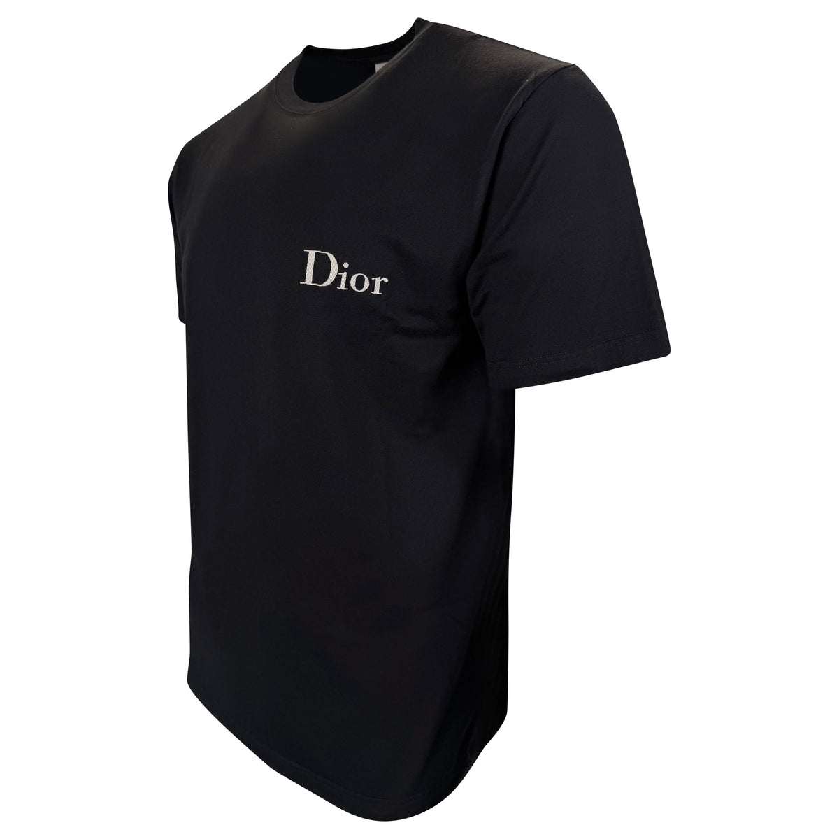 DIOR BLACK EMBROIDERED LOGO T SHIRT - LARGE | PRE OWNED - Affluent ArchivesUsed HIGH END DESIGNER CLOTHING