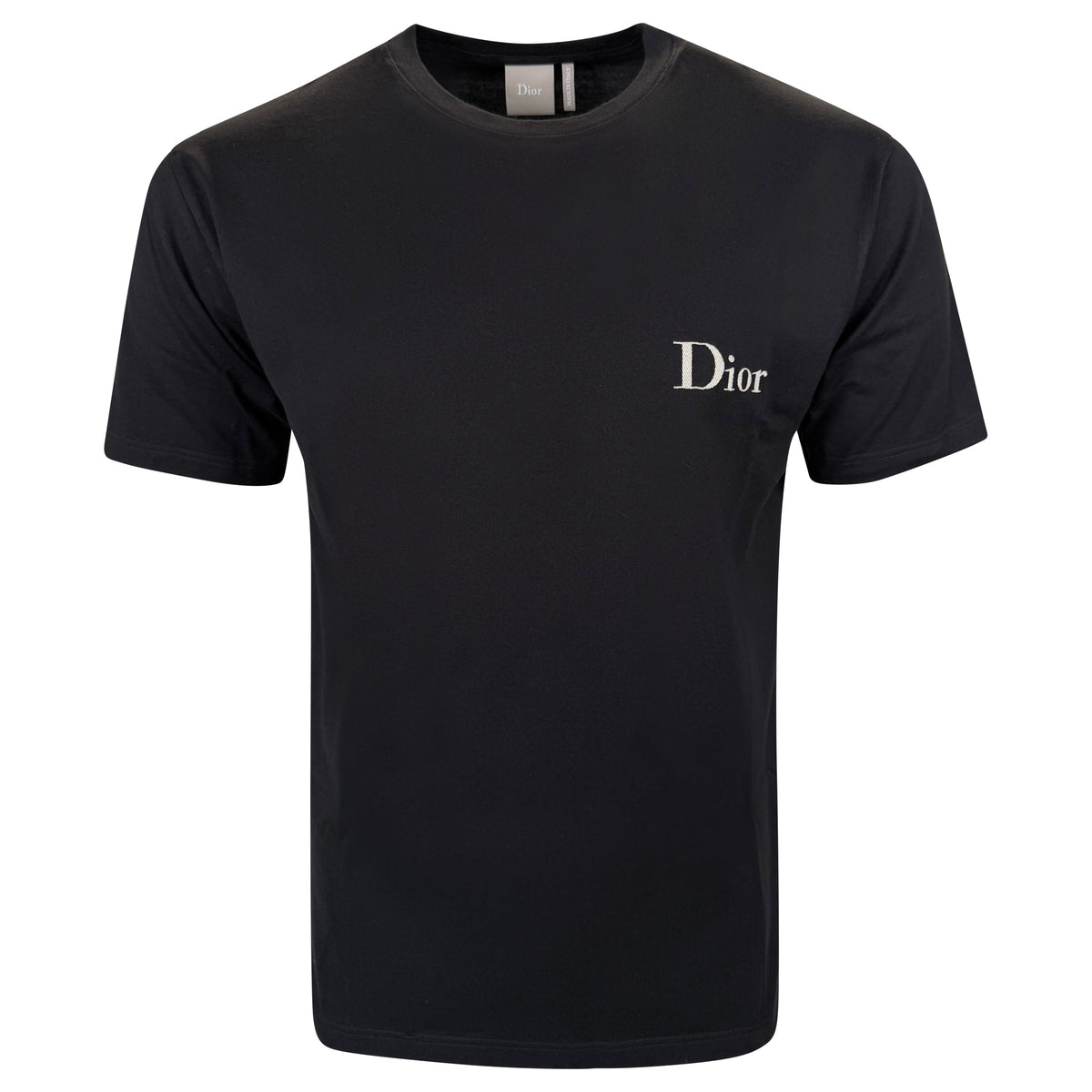 DIOR BLACK EMBROIDERED LOGO T SHIRT - LARGE | PRE OWNED - Affluent ArchivesUsed HIGH END DESIGNER CLOTHING