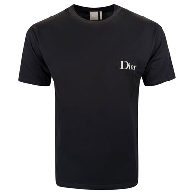 DIOR BLACK EMBROIDERED LOGO T SHIRT - LARGE | PRE OWNED - Affluent ArchivesUsed HIGH END DESIGNER CLOTHING