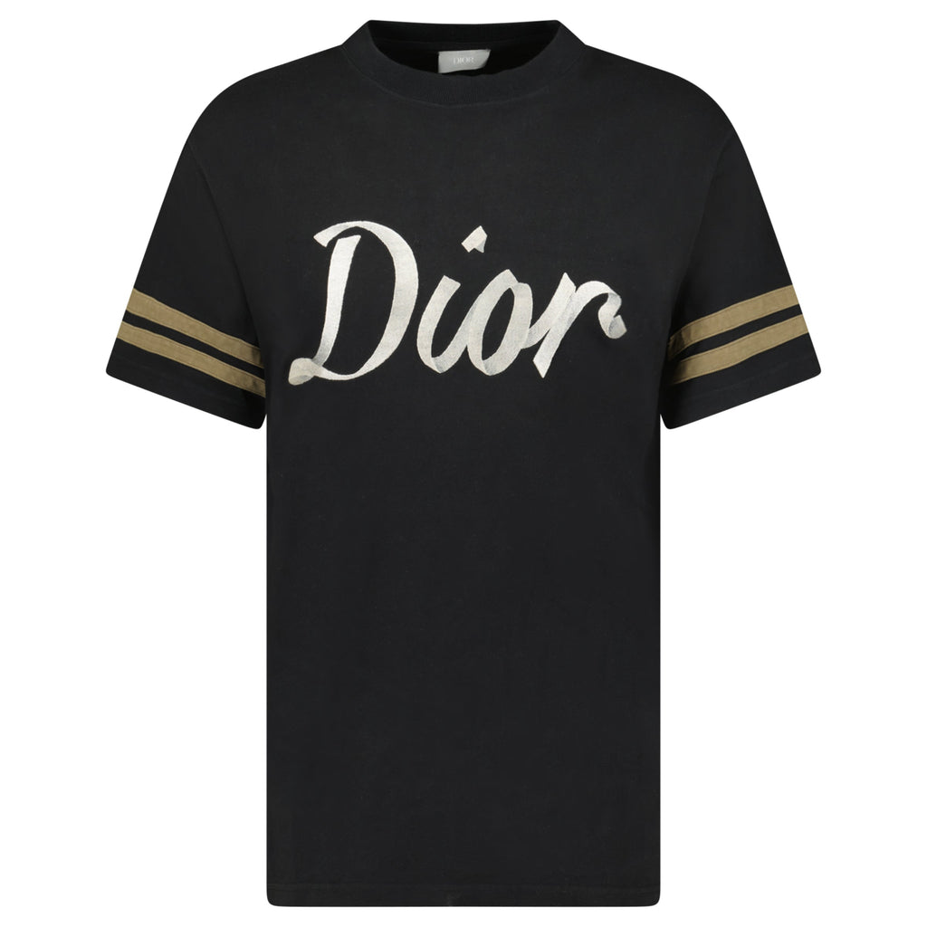 DIOR BLACK LOGO T SHIRT - SMALL (Fits Large) - Affluent ArchivesUsed HIGH END DESIGNER CLOTHING