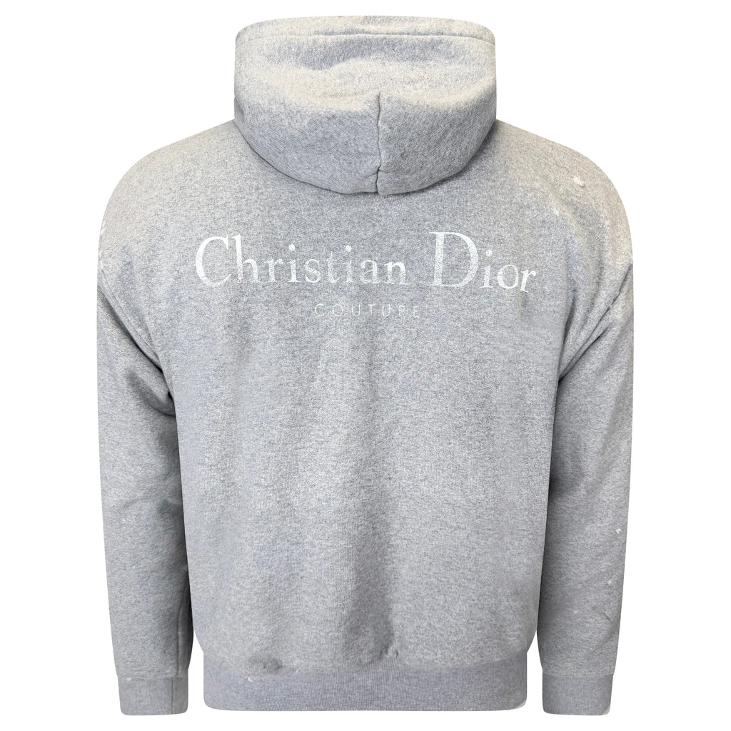 DIOR COUTURE DISTRESSED HOODIE GREY - SMALL - Affluent ArchivesUsed HIGH END DESIGNER CLOTHING