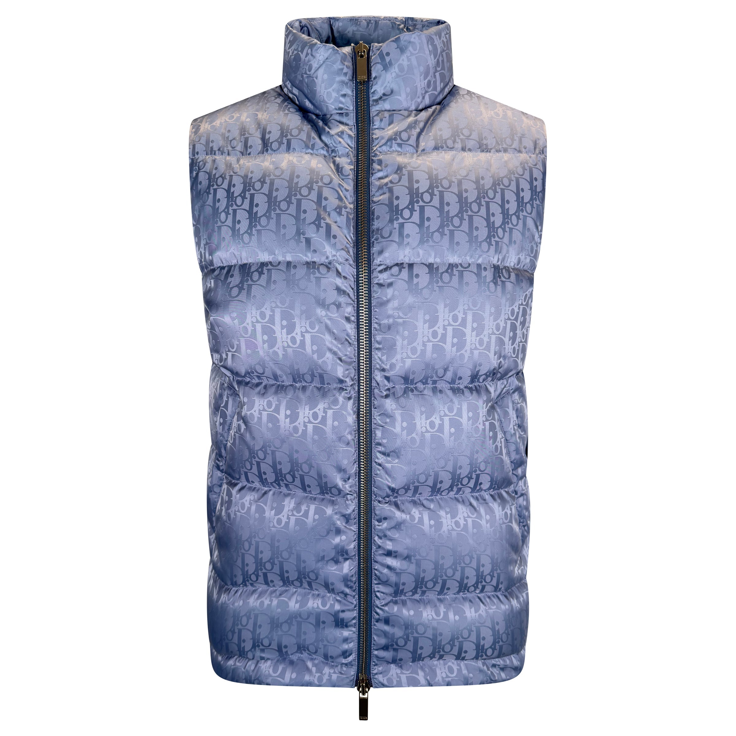 DIOR JACQUARD OBLIQUE GILET LIGHT BLUE - MEDIUM (48) | PRE OWNED - Affluent ArchivesUsed HIGH END DESIGNER CLOTHING