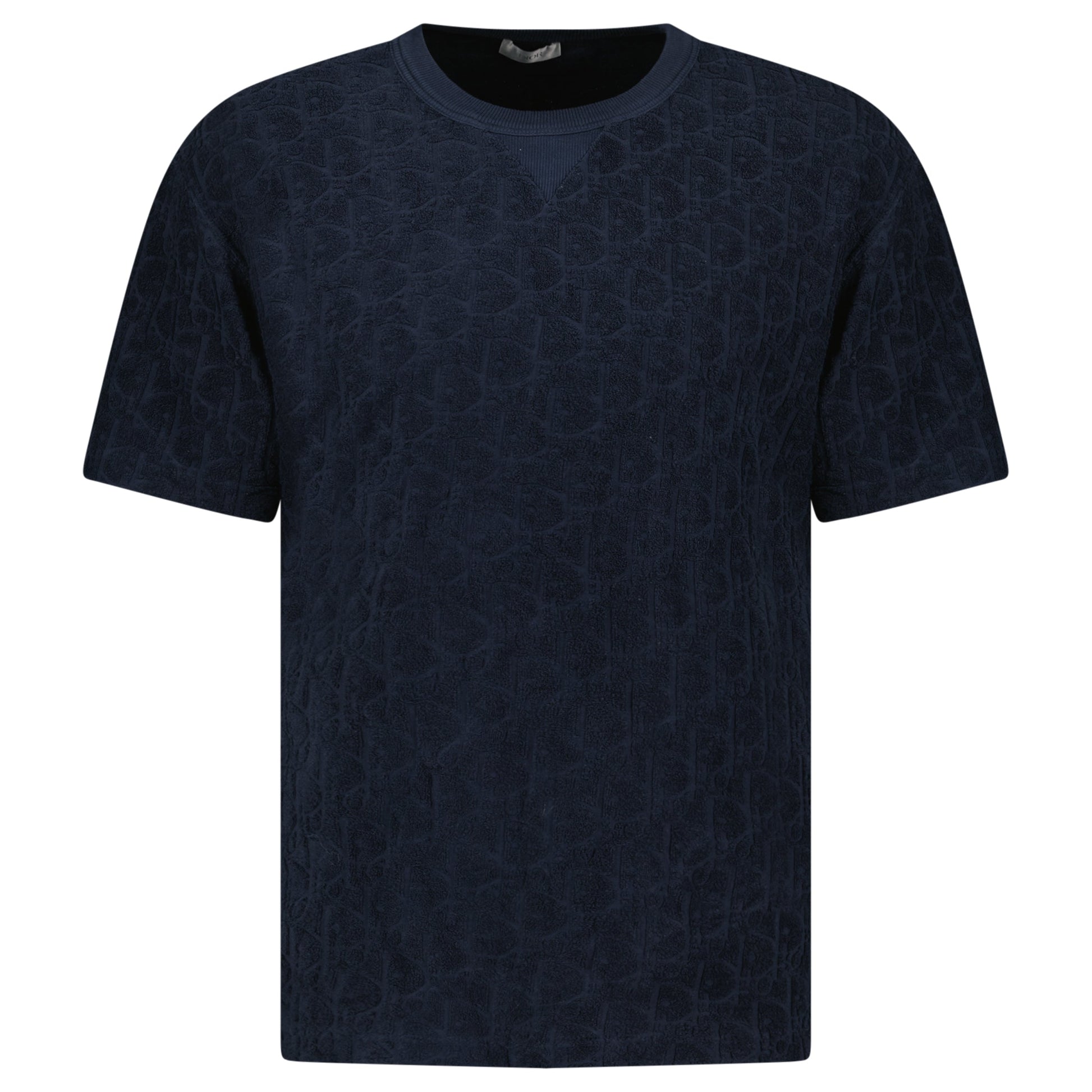 DIOR NAVY OBLIQUE TOWELLING T SHIRT - XL (Fits Large) - Affluent ArchivesUsed HIGH END DESIGNER CLOTHING