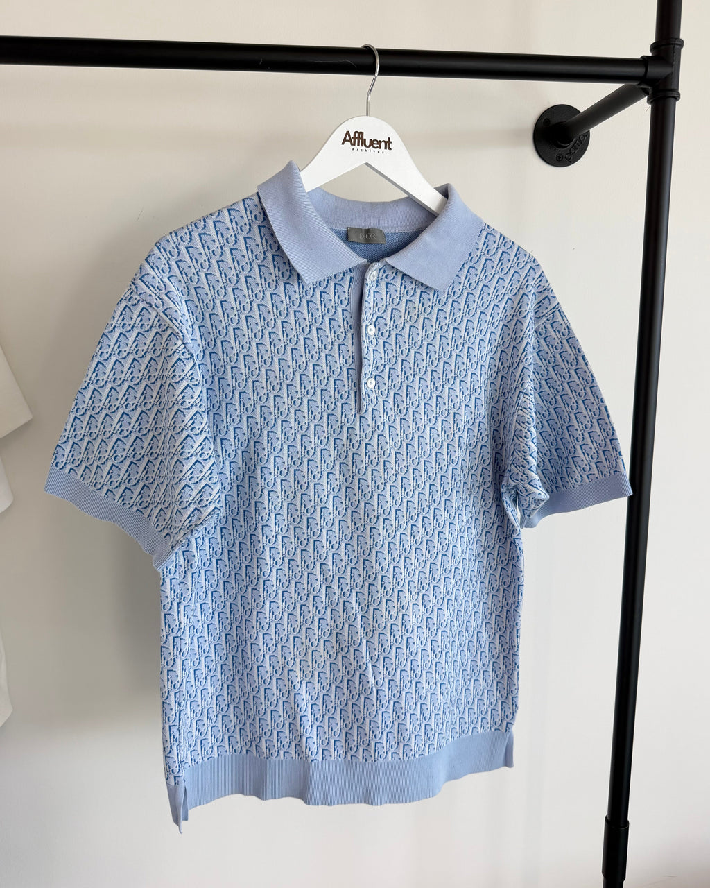 DIOR OBLIQUE COTTON POLO BLUE - SMALL (Fits Medium) | PRE OWNED - Affluent ArchivesUsed HIGH END DESIGNER CLOTHING