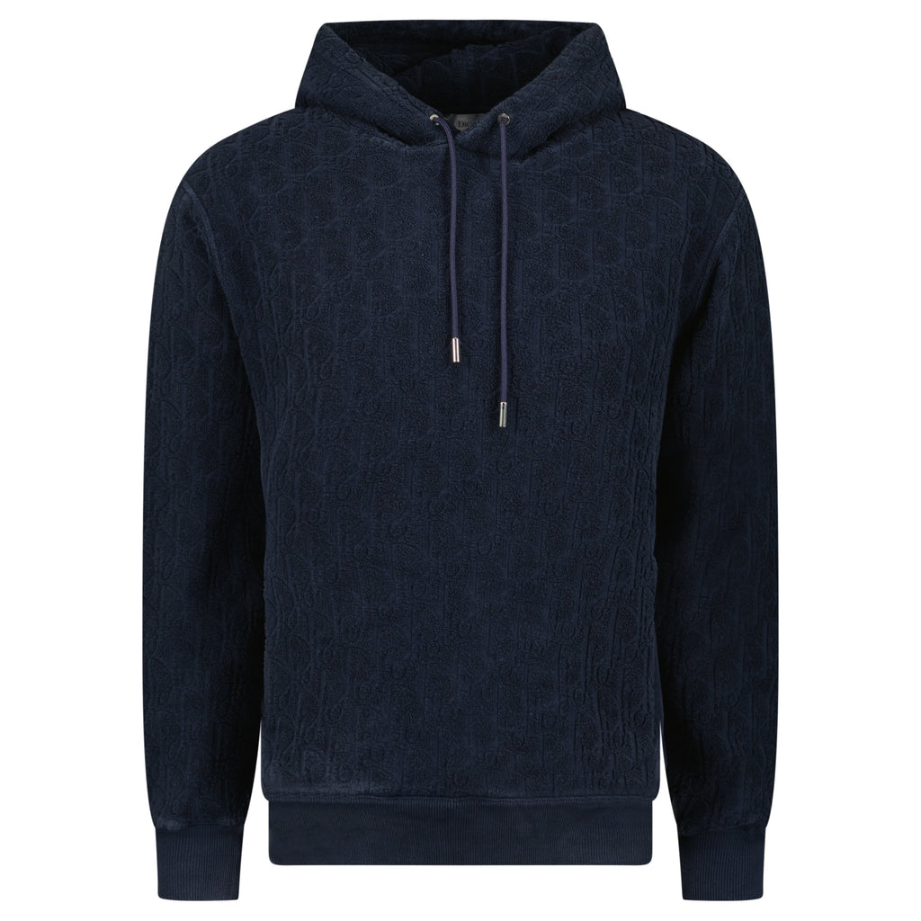 DIOR OBLIQUE JACQUARD HOODIE NAVY - MEDIUM - Affluent ArchivesUsed HIGH END DESIGNER CLOTHING