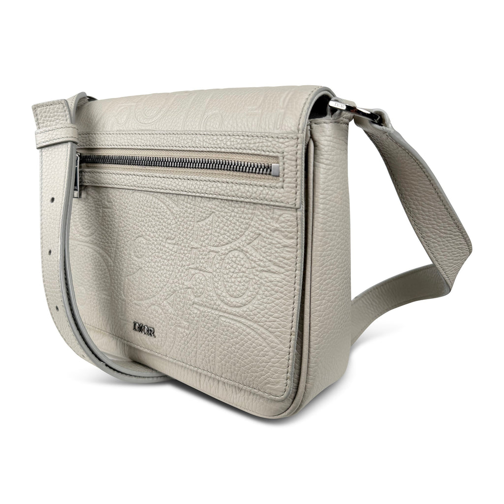 DIOR OBLIQUE LIGHT GREY CALFSKIN MESSENGER BAG - Affluent ArchivesUsed HIGH END DESIGNER CLOTHING