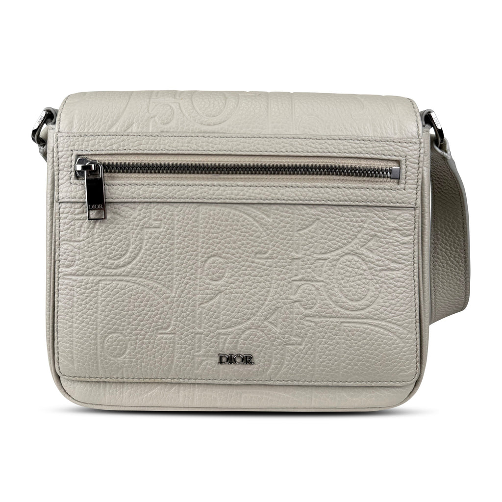 DIOR OBLIQUE LIGHT GREY CALFSKIN MESSENGER BAG - Affluent ArchivesUsed HIGH END DESIGNER CLOTHING