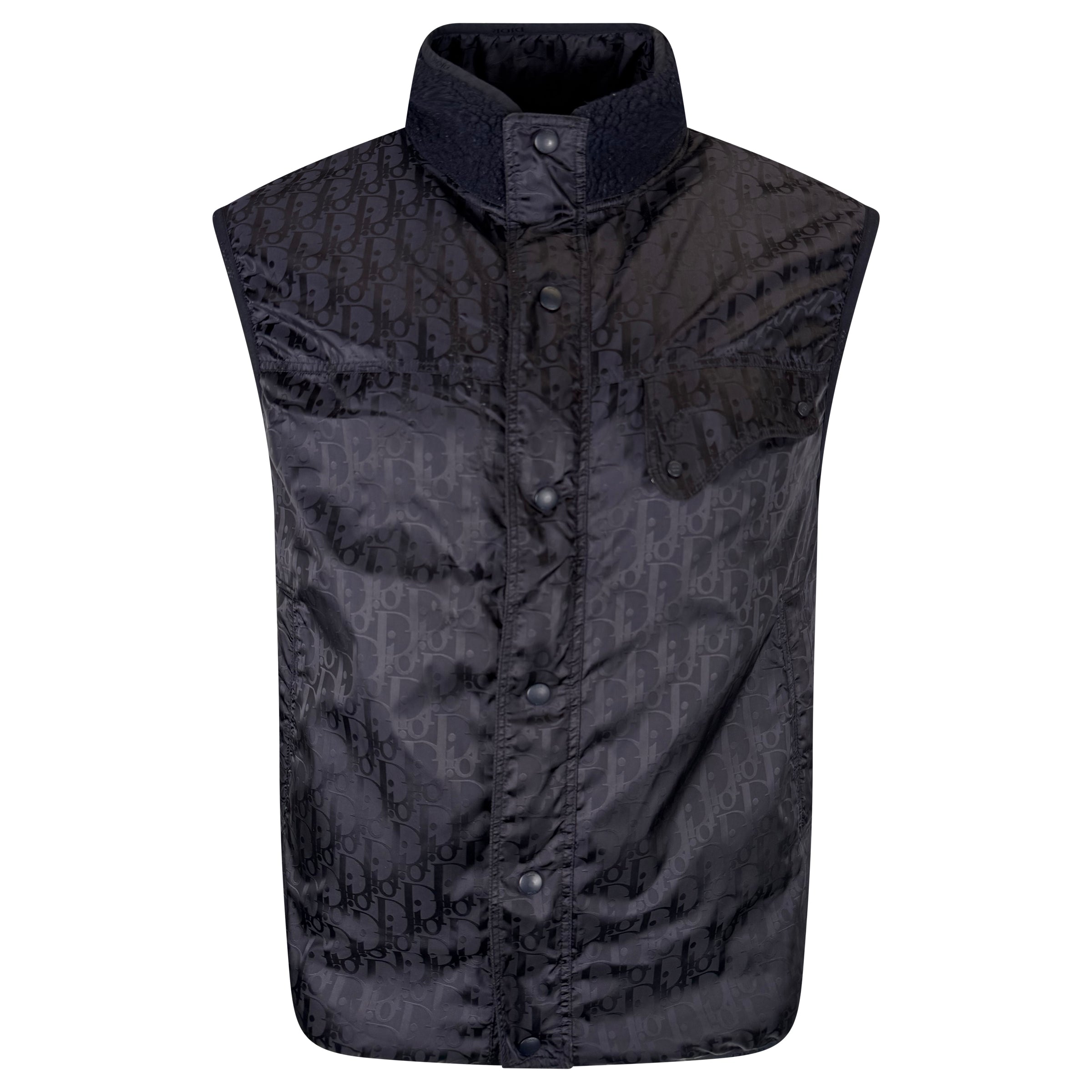 DIOR OBLIQUE REVERSIBLE GILET NAVY - MEDIUM (Fits L) - Affluent ArchivesUsed HIGH END DESIGNER CLOTHING