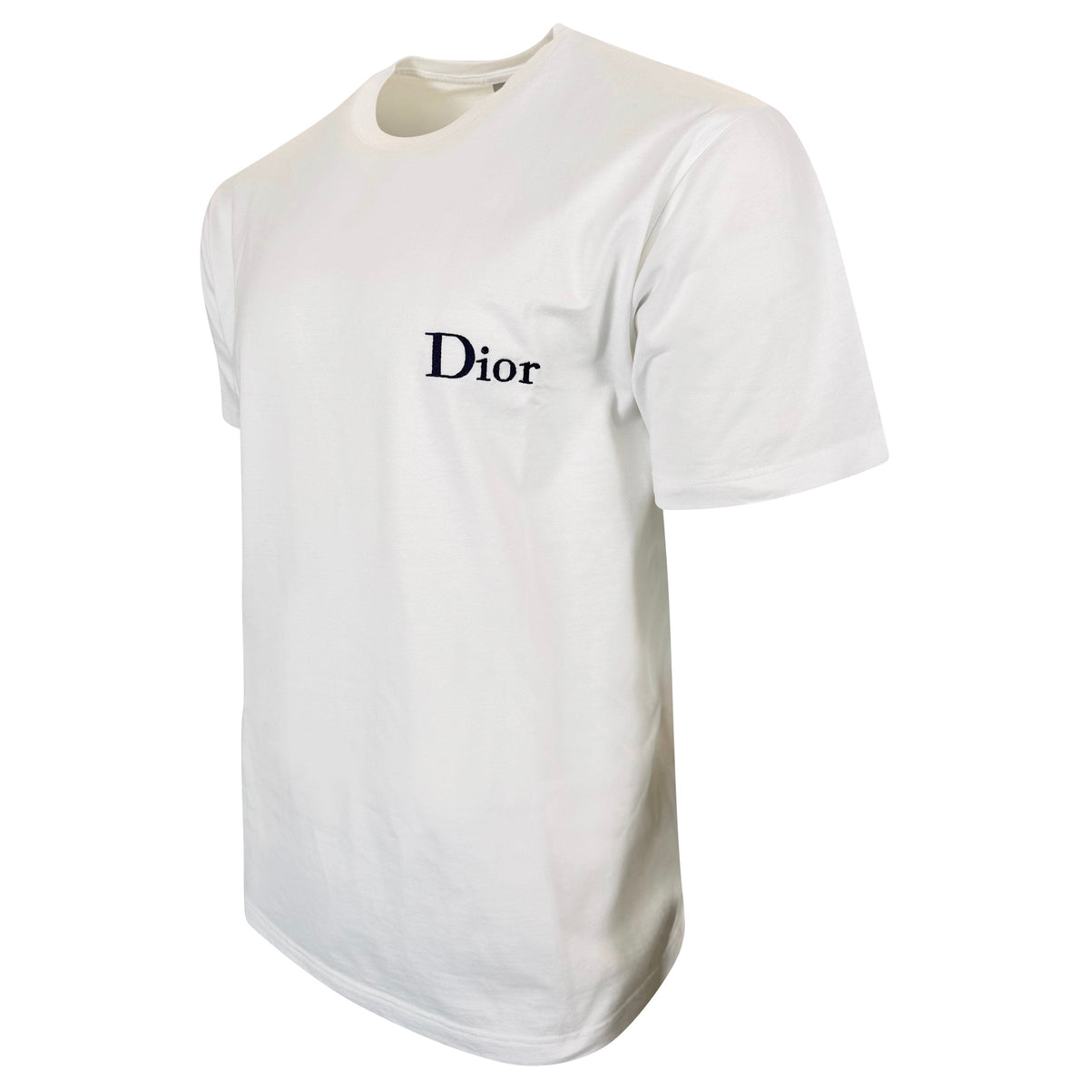 DIOR WHITE EMBROIDERED LOGO T SHIRT - LARGE | PRE OWNED - Affluent ArchivesUsed HIGH END DESIGNER CLOTHING
