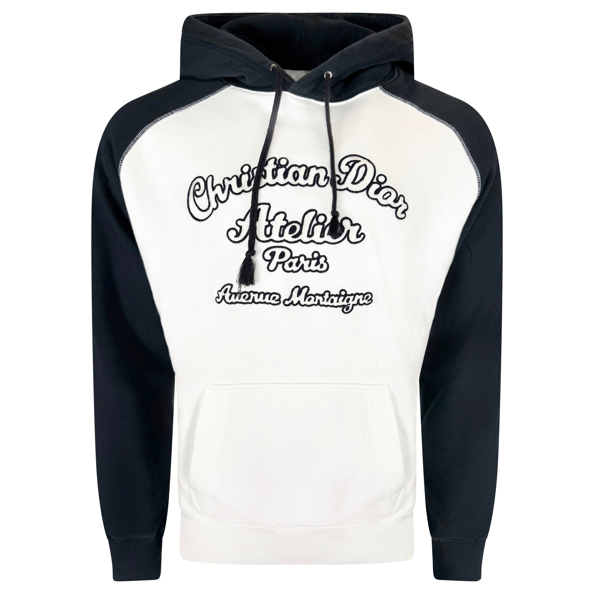 DIOR WHITE / NAVY LOGO HOODIE - MEDIUM | PRE OWNED | PRE OWNED - Affluent ArchivesUsed HIGH END DESIGNER CLOTHING