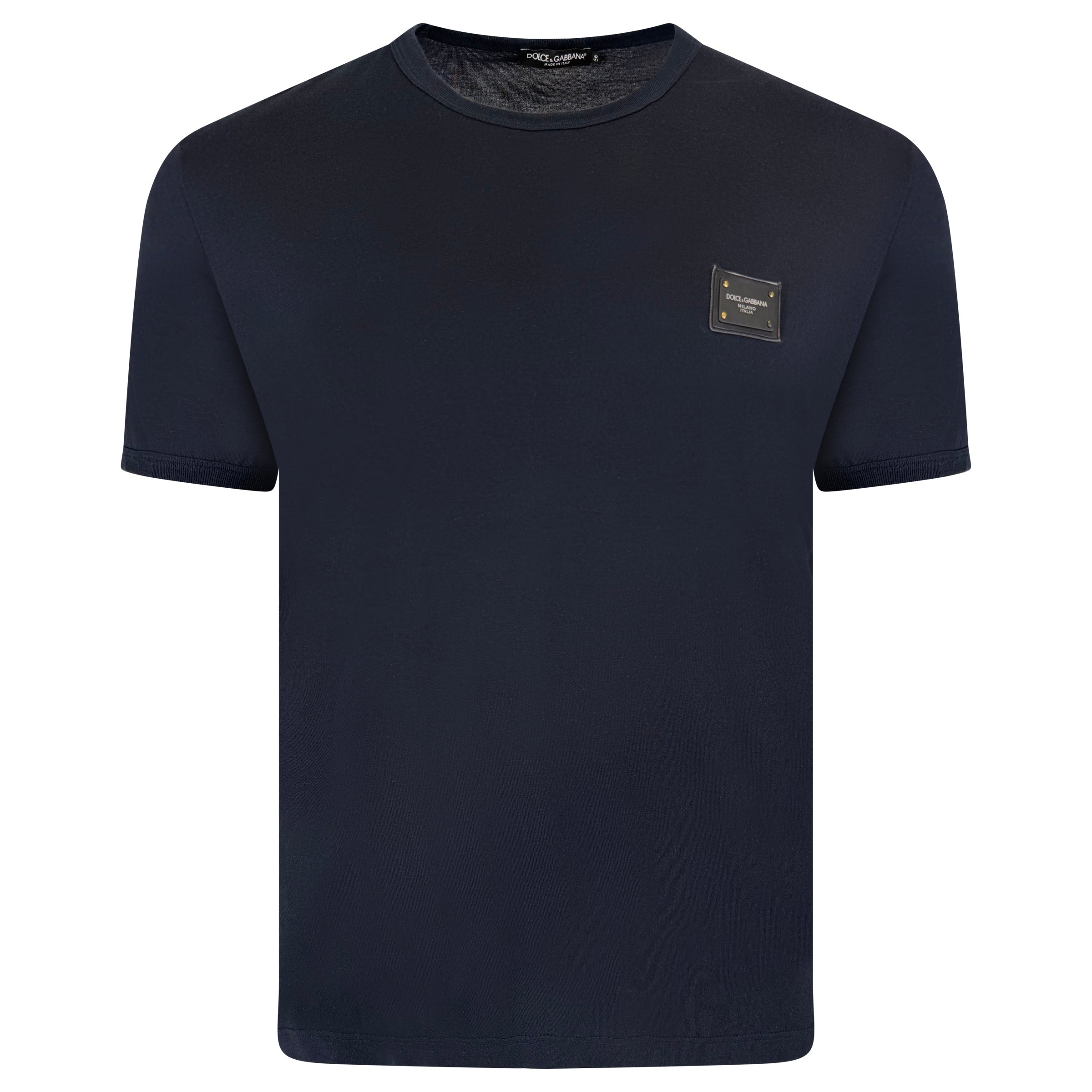 DOLCE AND GABBANA NAVY PLAQUE T SHIRT - 3XL (Fits XL) | PRE OWNED - Affluent ArchivesUsed HIGH END DESIGNER CLOTHING