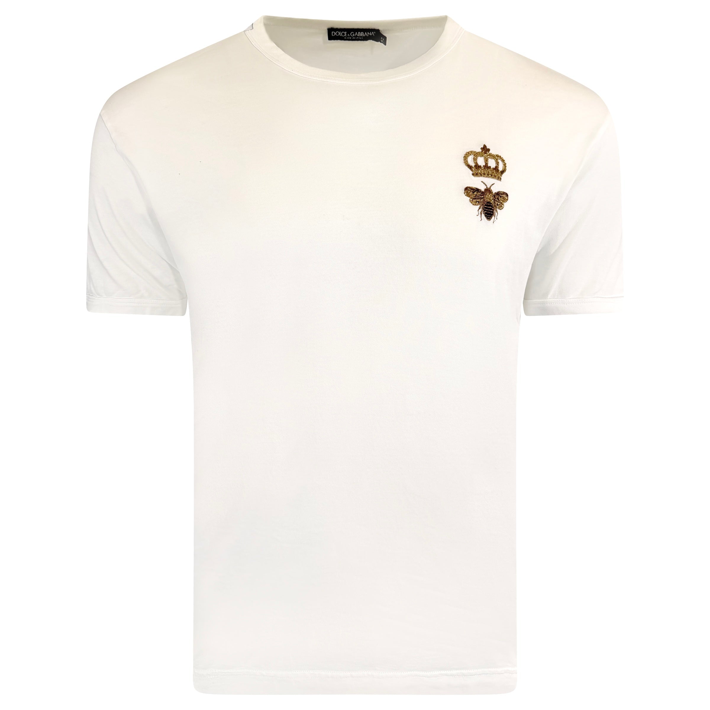 DOLCE AND GABBANA WHITE LOGO T SHIRT - XL (FITS L) | PRE OWNED - Affluent ArchivesUsed HIGH END DESIGNER CLOTHING