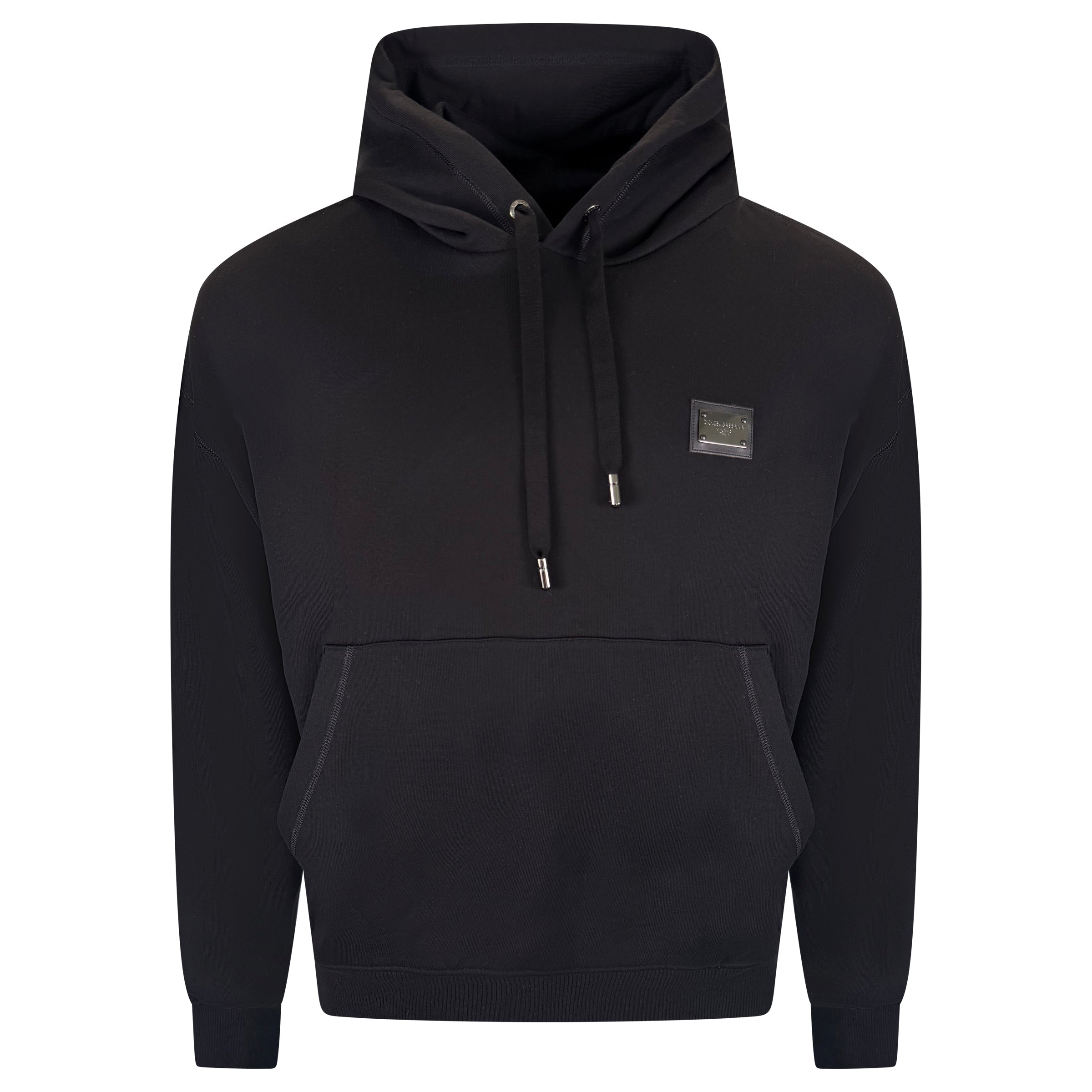 DOLCE AND GABBBANA PLAQUE HOODIE BLACK - MEDIUM | PRE OWNED - Affluent ArchivesUsed HIGH END DESIGNER CLOTHING