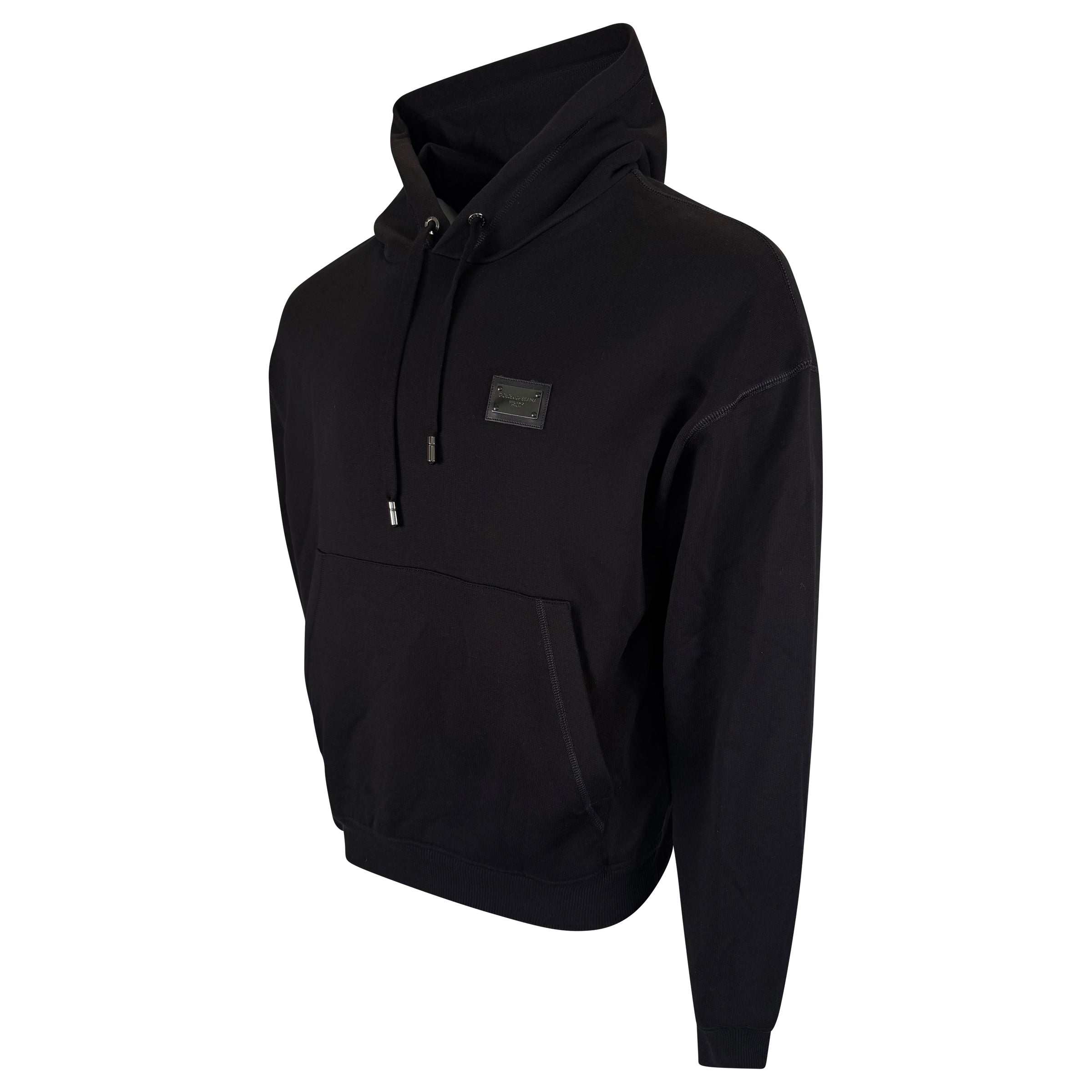 DOLCE AND GABBBANA PLAQUE HOODIE BLACK - MEDIUM | PRE OWNED - Affluent ArchivesUsed HIGH END DESIGNER CLOTHING