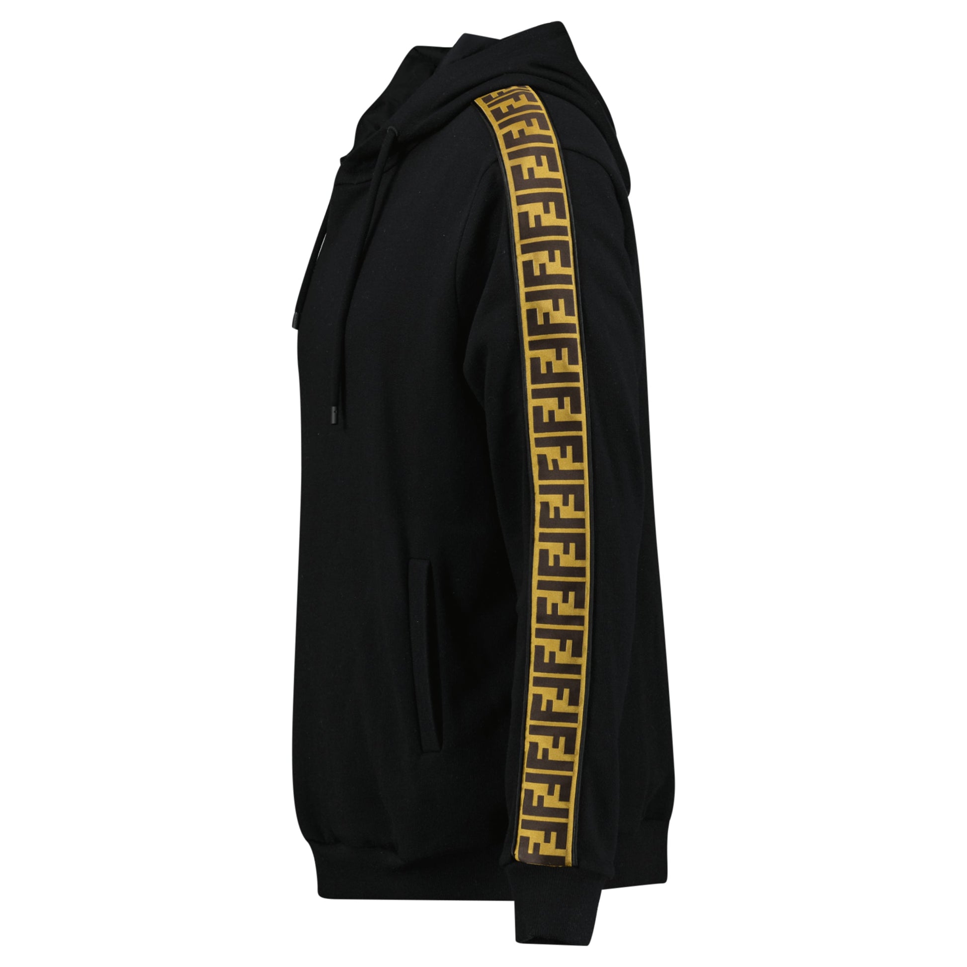 FENDI BLACK / BROWN FF LOGO HOODIE - MEDIUM (Fits M/L) - Affluent ArchivesUsed HIGH END DESIGNER CLOTHING