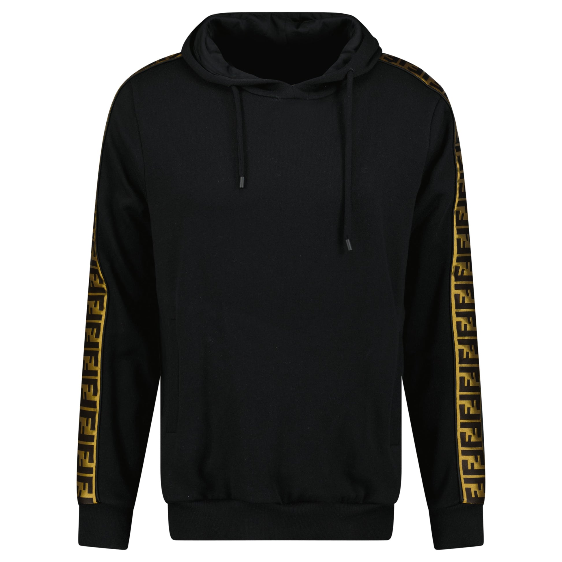 FENDI BLACK / BROWN FF LOGO HOODIE - MEDIUM (Fits M/L) - Affluent ArchivesUsed HIGH END DESIGNER CLOTHING