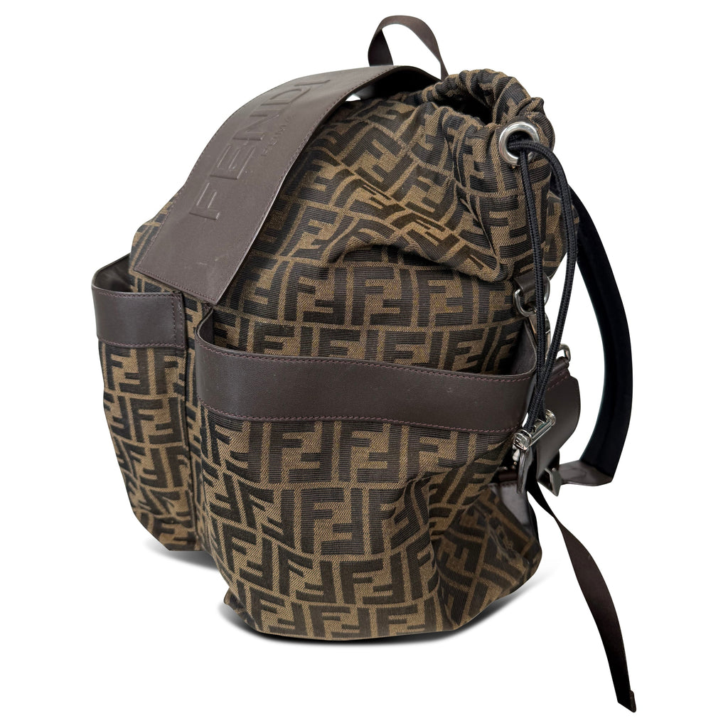 FENDI BROWN FF JACQUARD RUCKSACKK | PRE OWNED - Affluent ArchivesUsed HIGH END DESIGNER CLOTHING