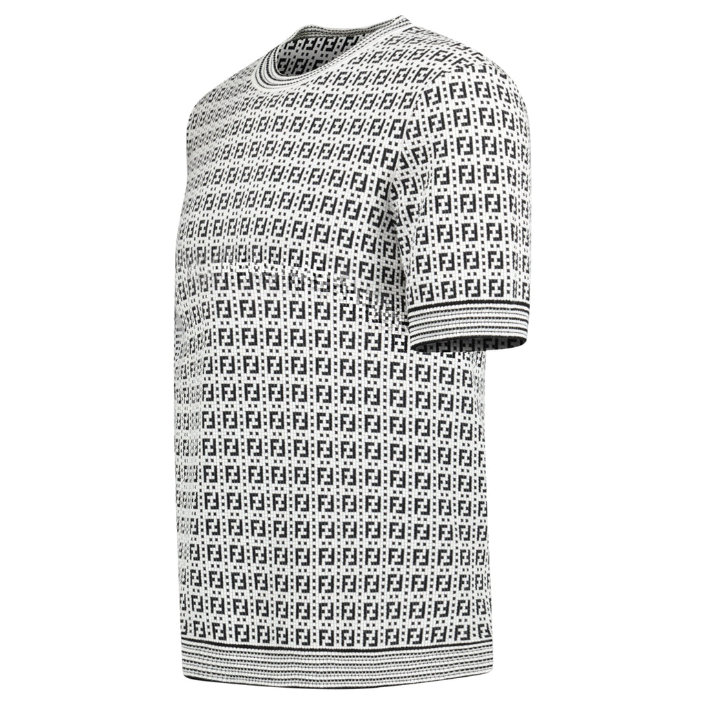 FENDI LOGO KNITTED T SHIRT - MEDIUM (48) - affluentarchivesUsed HIGH END DESIGNER CLOTHING